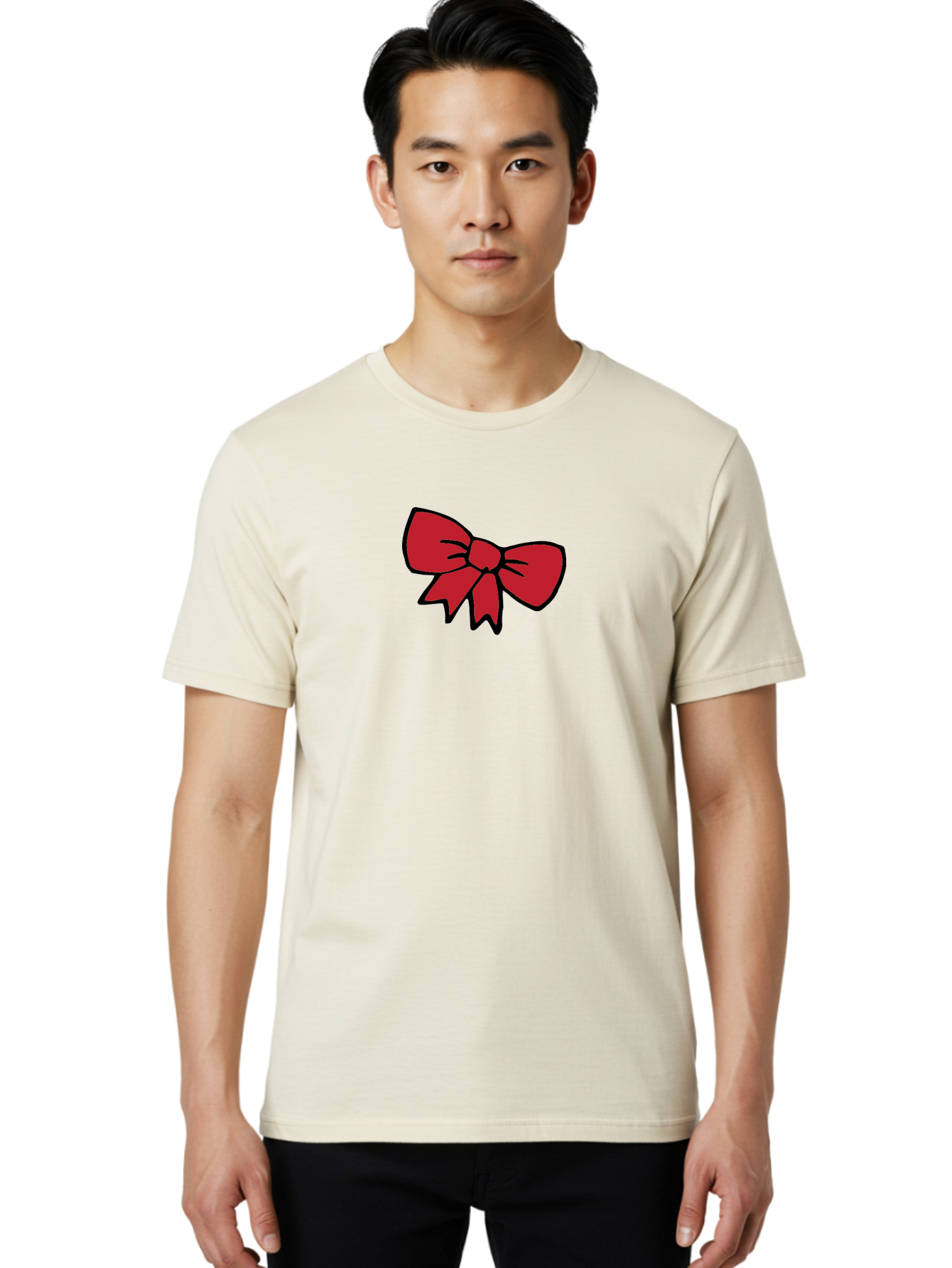 Red-Bow-3 Men'S Graphic Tee, 100% Cotton, Comfortable Casual Summer Wear, Machine Washable, Red Bow, Gift Wrapping, Festive Decor, Holiday Theme, Decorative Element, Cartoon Illustration, Simple Design Aab068 18