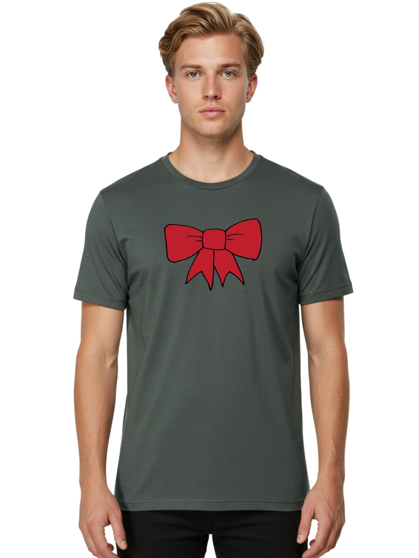 Red-Bow-4 Men'S Graphic Tee, 100% Cotton, Comfortable Casual Summer Wear, Machine Washable, Red Bow, Gift Decoration, Festive Symbol, Ribbon Accessory, Holiday Decor, Christmas Gift, Elegant Design Aab069 19