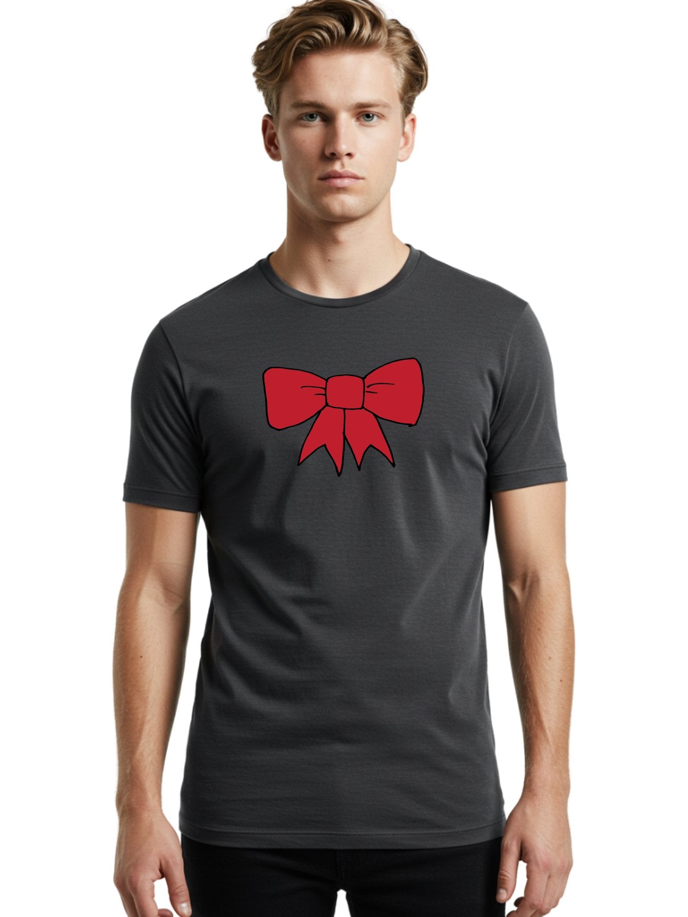 Red-Bow-4 Men'S Graphic Tee, 100% Cotton, Comfortable Casual Summer Wear, Machine Washable, Red Bow, Gift Decoration, Festive Symbol, Ribbon Accessory, Holiday Decor, Christmas Gift, Elegant Design Aab069 22