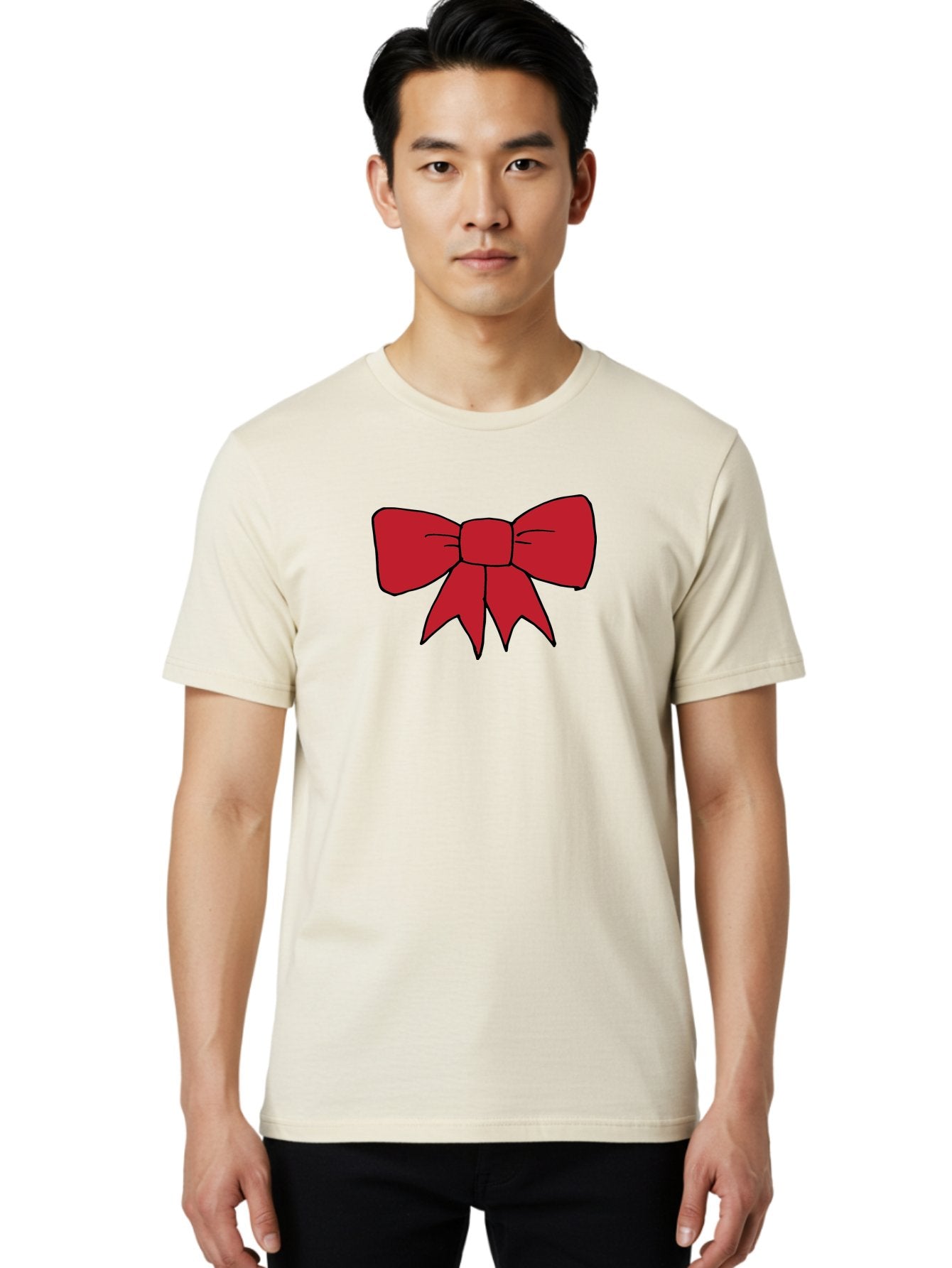 Red-Bow-4 Men'S Graphic Tee, 100% Cotton, Comfortable Casual Summer Wear, Machine Washable, Red Bow, Gift Decoration, Festive Symbol, Ribbon Accessory, Holiday Decor, Christmas Gift, Elegant Design Aab069 27