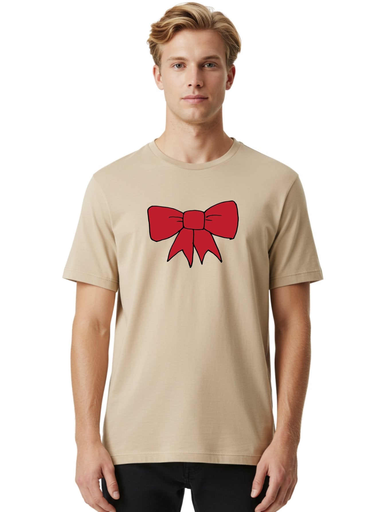 Red-Bow-4 Men'S Graphic Tee, 100% Cotton, Comfortable Casual Summer Wear, Machine Washable, Red Bow, Gift Decoration, Festive Symbol, Ribbon Accessory, Holiday Decor, Christmas Gift, Elegant Design Aab069 18
