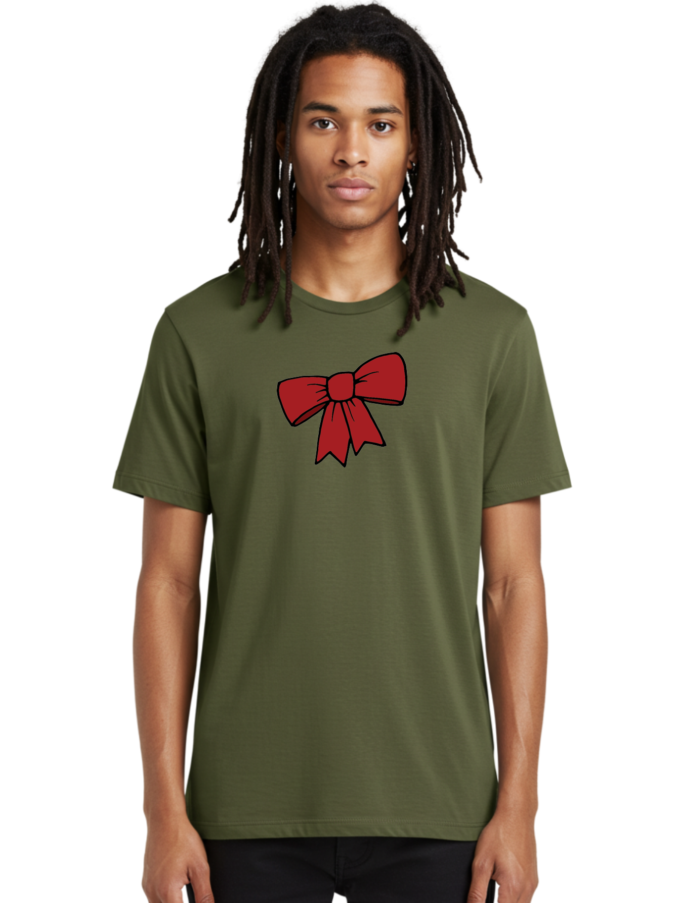 Red-Bow Men'S Graphic Tee, 100% Cotton, Comfortable Casual Summer Wear, Machine Washable, Red Bow, Gift Wrapping, Present Decoration, Festive Ribbon, Holiday Decor, Celebratory Bow, Party Favors Aab070 16