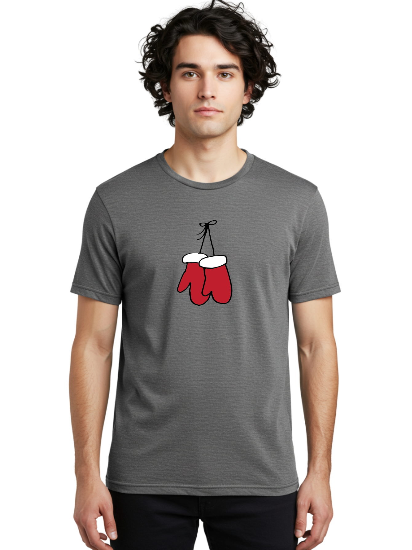 Red-Christmas-Mitten Men'S Graphic Tee, 100% Cotton, Comfortable Casual Summer Wear, Machine Washable, Red Christmas Mittens, Hanging Mittens, Winter Accessories, Festive Gloves, Holiday Decorations, Cozy Winter Wear Aab072 28