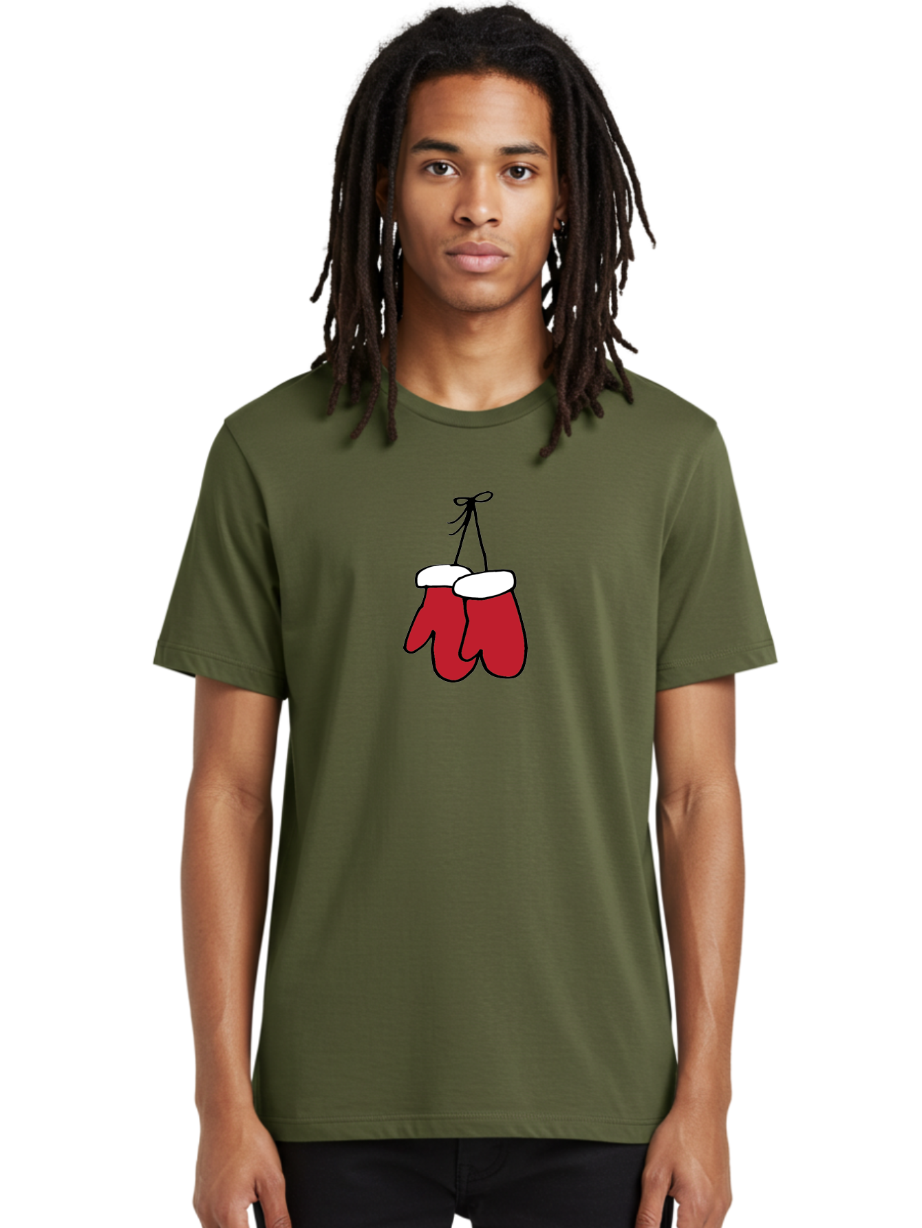 Red-Christmas-Mitten Men'S Graphic Tee, 100% Cotton, Comfortable Casual Summer Wear, Machine Washable, Red Christmas Mittens, Hanging Mittens, Winter Accessories, Festive Gloves, Holiday Decorations, Cozy Winter Wear Aab072 14