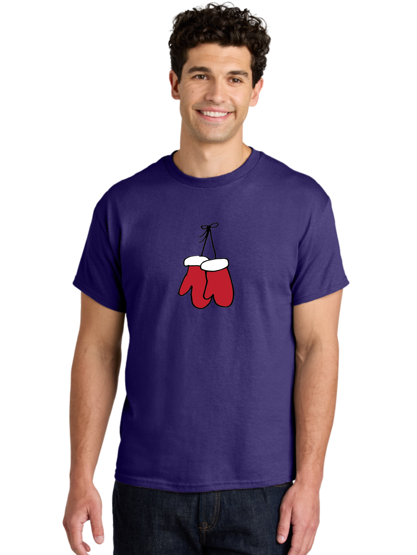 Red-Christmas-Mitten Men'S Graphic Tee, 100% Cotton, Comfortable Casual Summer Wear, Machine Washable, Red Christmas Mittens, Hanging Mittens, Winter Accessories, Festive Gloves, Holiday Decorations, Cozy Winter Wear Aab072 26