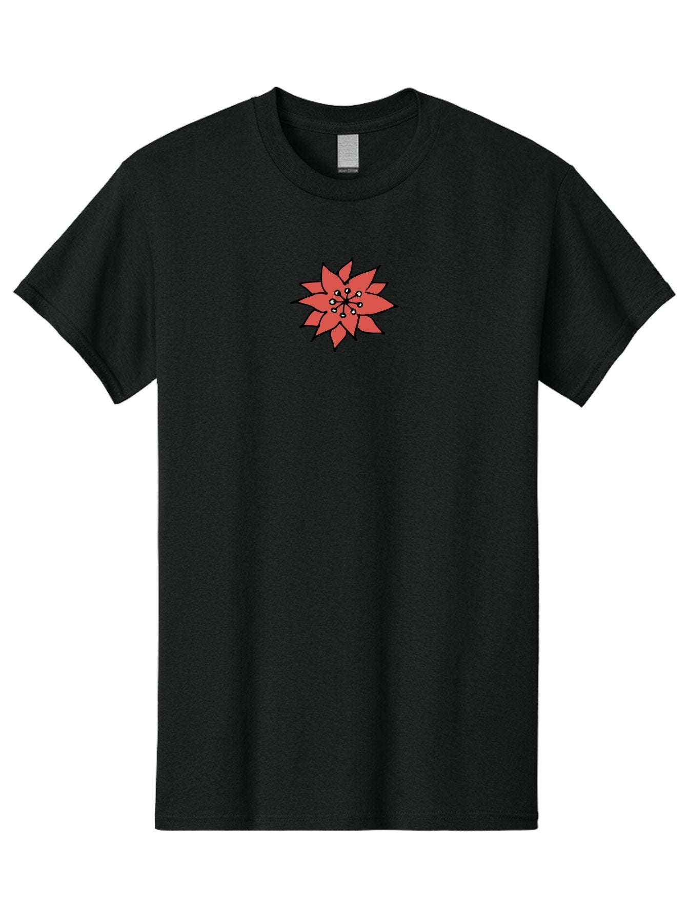 Red-Flower-1 Men'S Graphic Tee, 100% Cotton, Comfortable Casual Summer Wear, Machine Washable, Red Flower Illustration, Floral Design, Minimalist Art, Botanical Graphic, Simple Shapes, Stylized Bloom, Graphic Design Element Aab079 9