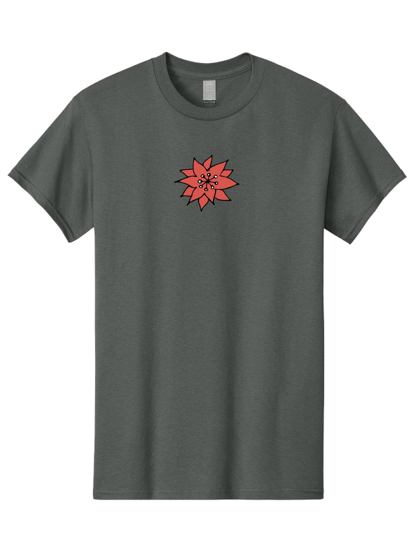 Red-Flower-1 Men'S Graphic Tee, 100% Cotton, Comfortable Casual Summer Wear, Machine Washable, Red Flower Illustration, Floral Design, Minimalist Art, Botanical Graphic, Simple Shapes, Stylized Bloom, Graphic Design Element Aab079