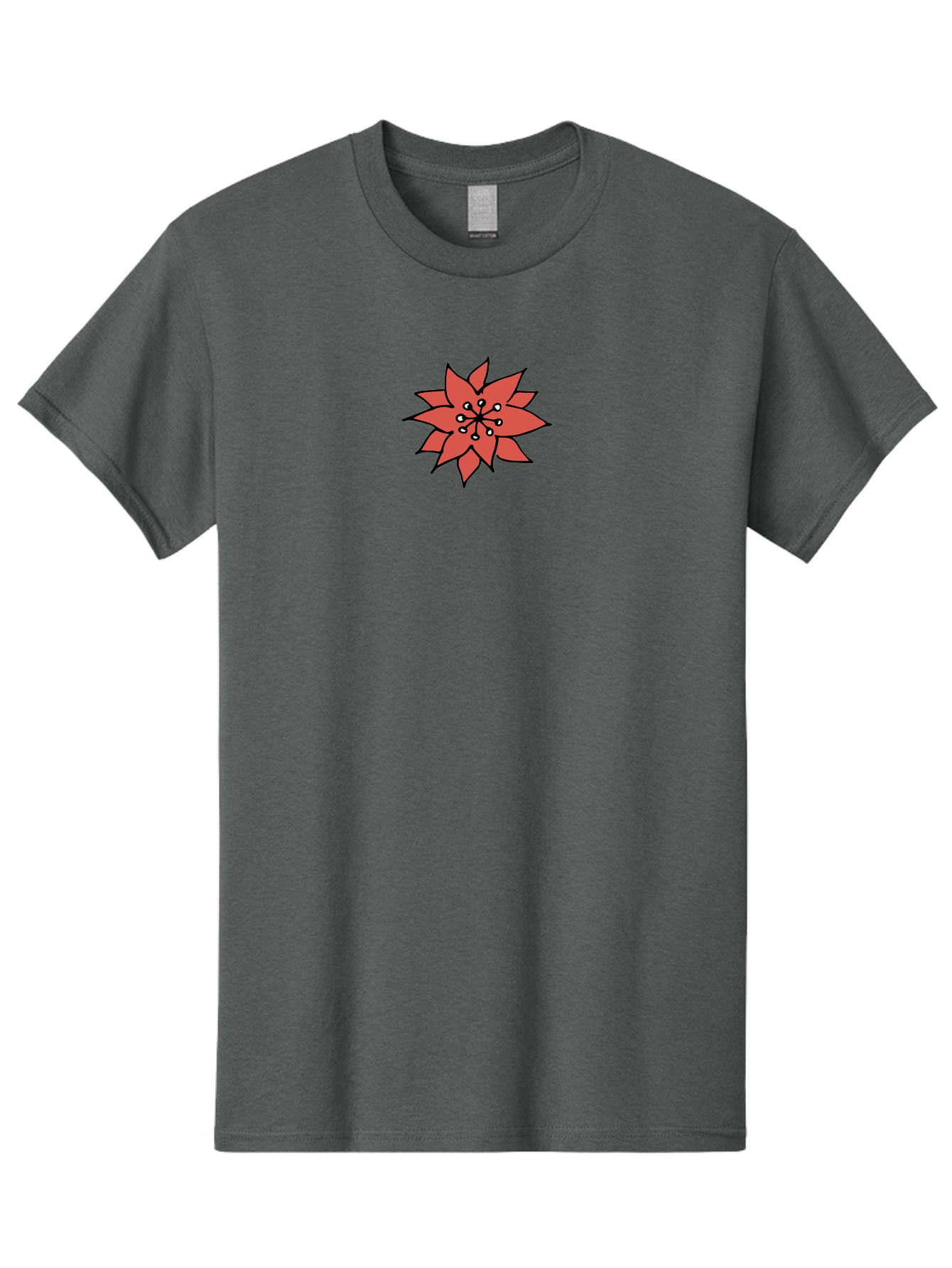 Red-Flower-1 Men'S Graphic Tee, 100% Cotton, Comfortable Casual Summer Wear, Machine Washable, Red Flower Illustration, Floral Design, Minimalist Art, Botanical Graphic, Simple Shapes, Stylized Bloom, Graphic Design Element Aab079 3