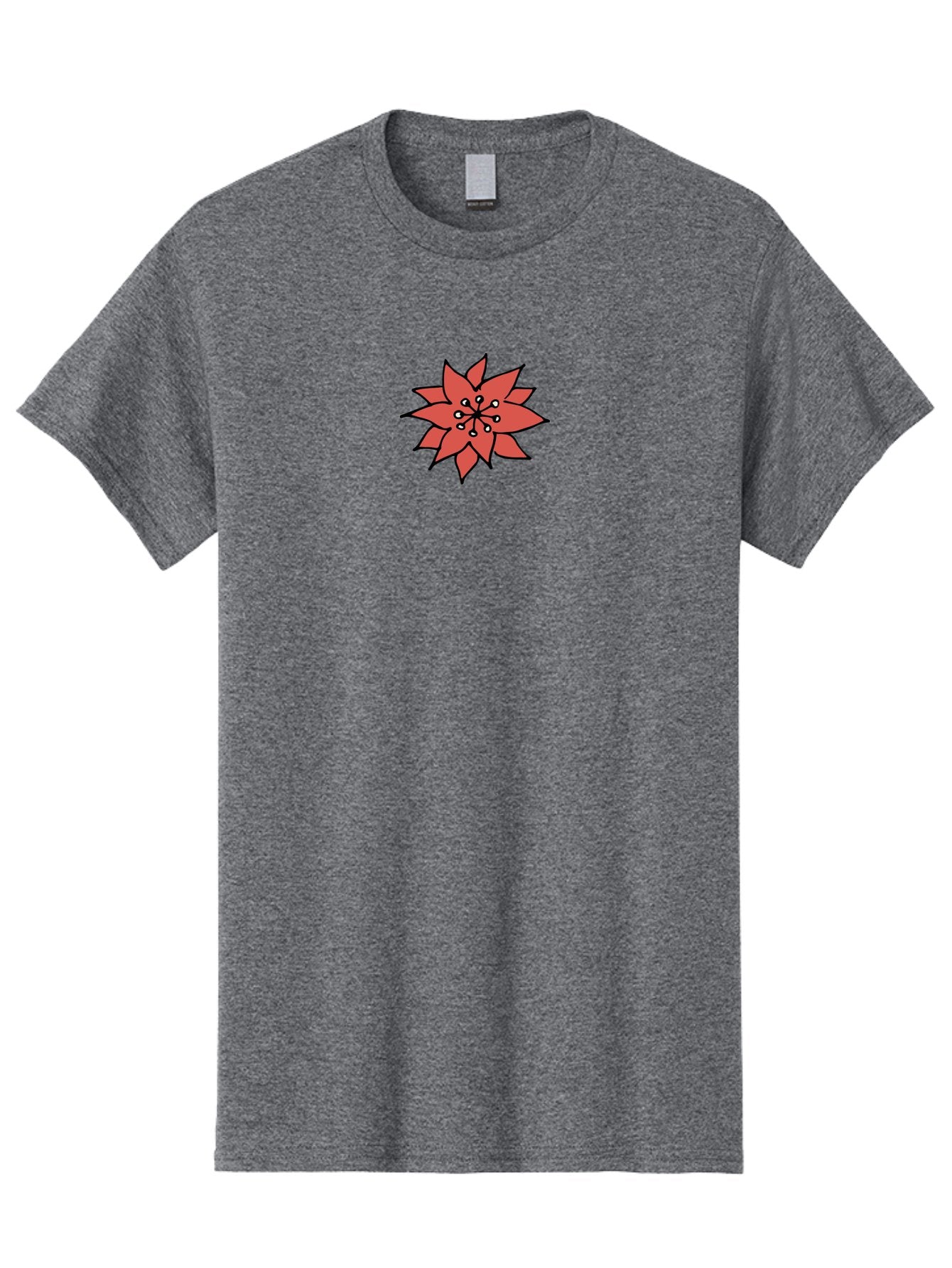 Red-Flower-1 Men'S Graphic Tee, 100% Cotton, Comfortable Casual Summer Wear, Machine Washable, Red Flower Illustration, Floral Design, Minimalist Art, Botanical Graphic, Simple Shapes, Stylized Bloom, Graphic Design Element Aab079 12
