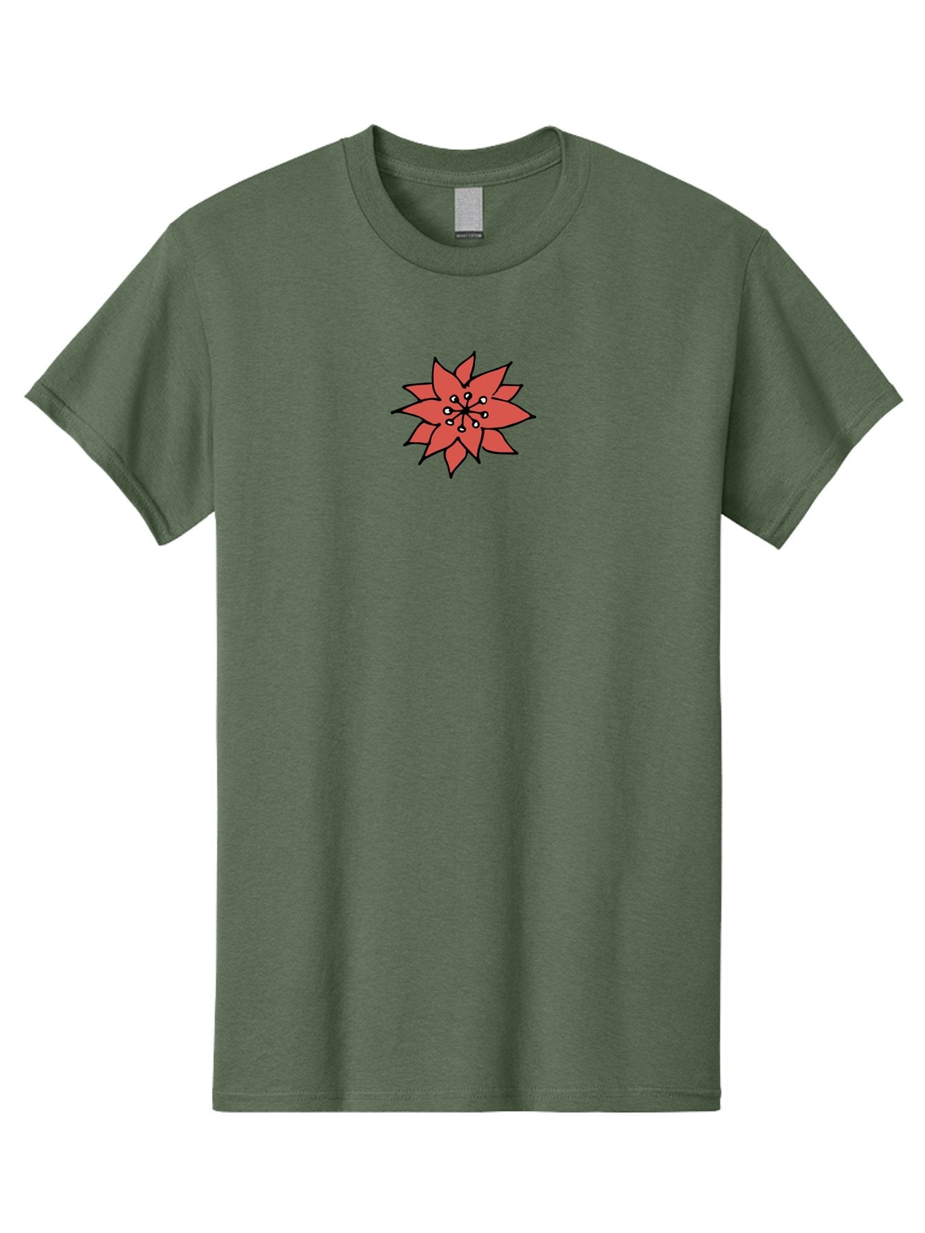 Red-Flower-1 Men'S Graphic Tee, 100% Cotton, Comfortable Casual Summer Wear, Machine Washable, Red Flower Illustration, Floral Design, Minimalist Art, Botanical Graphic, Simple Shapes, Stylized Bloom, Graphic Design Element Aab079 15