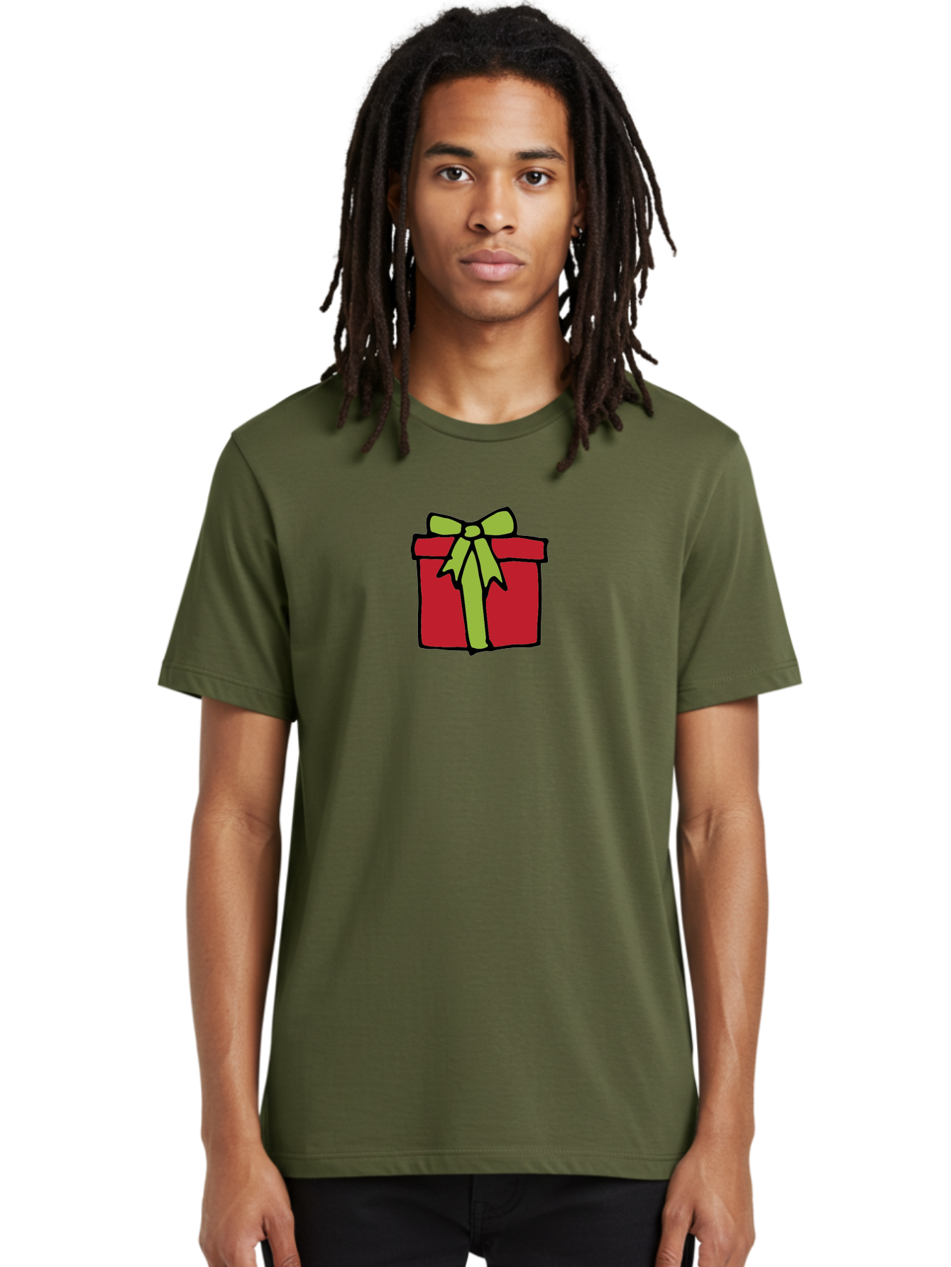Red-Gift-Box-1 Men'S Graphic Tee, 100% Cotton, Comfortable Casual Summer Wear, Machine Washable, Red Gift Box, Green Ribbon, Present, Gift, Holiday Season, Festive, Celebration, Birthday, Wrapped Gift, Cartoon Style Aab081 16