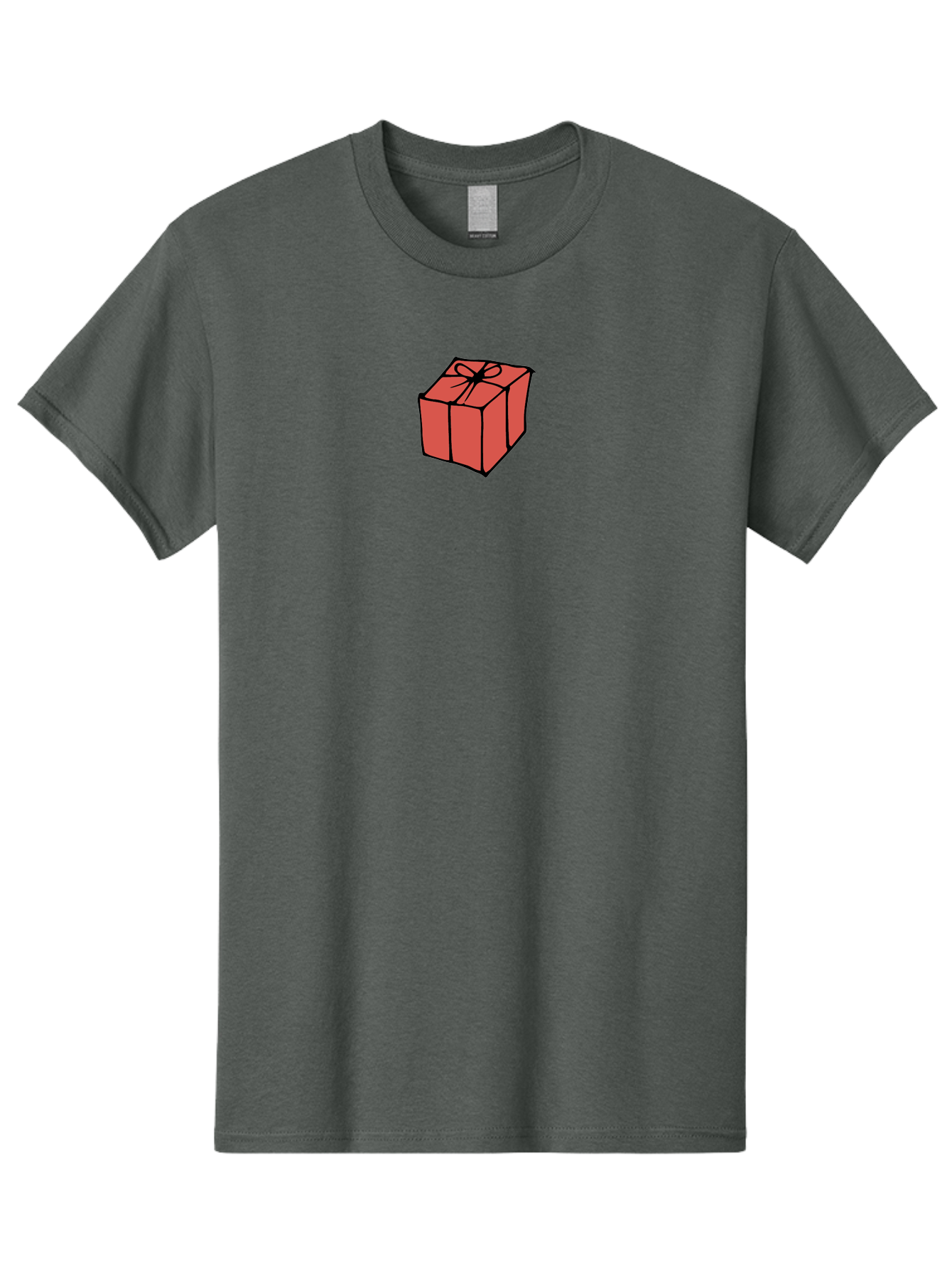Red-Gift-Box Men'S Graphic Tee, 100% Cotton, Comfortable Casual Summer Wear, Machine Washable, Red Gift Box, Ribbon, Present, Wrapped Gift, Black Outline, Birthday Gift, Christmas Present, Festive Wrapping, Gift Idea Aab082
