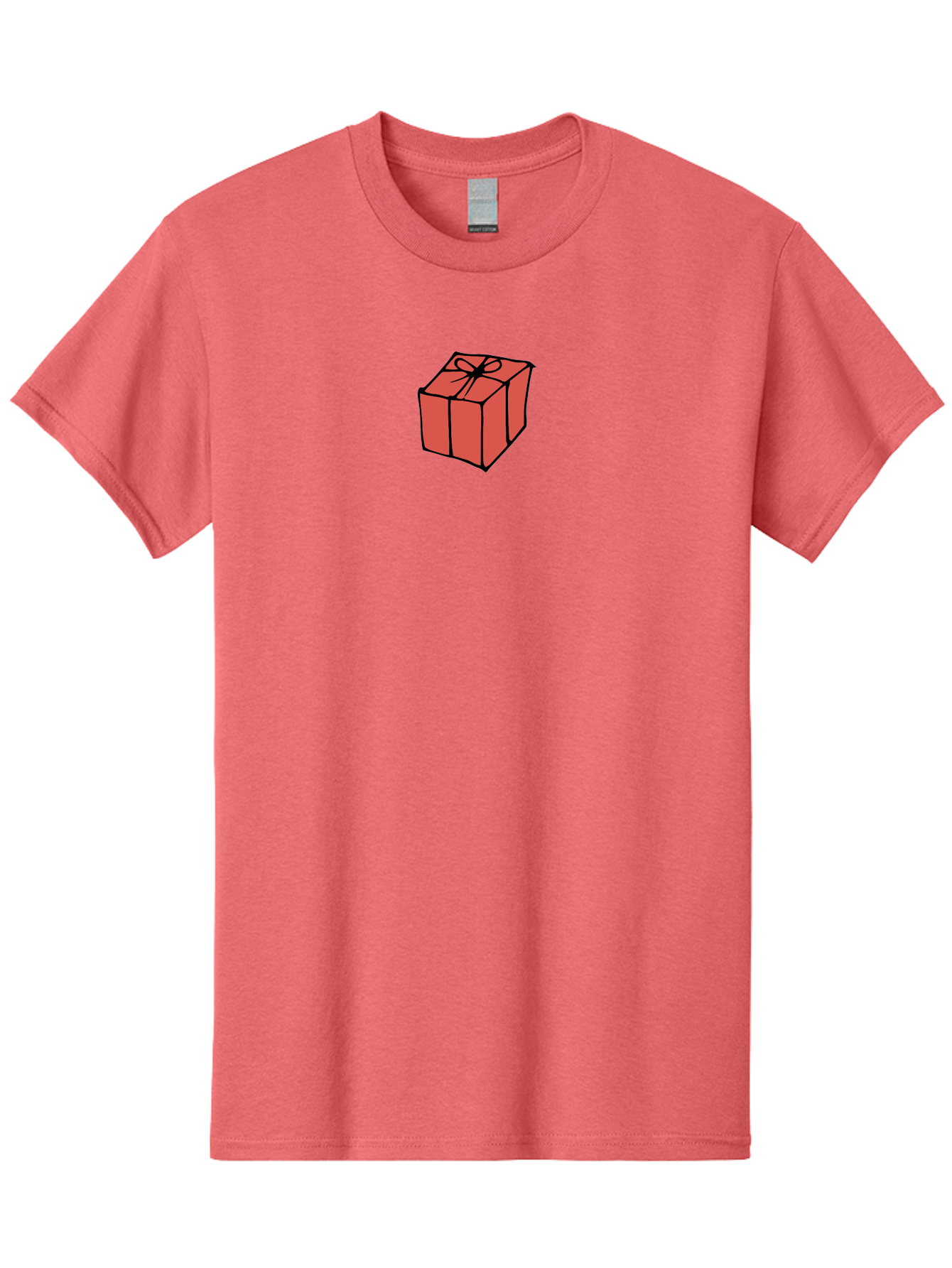 Red-Gift-Box Men'S Graphic Tee, 100% Cotton, Comfortable Casual Summer Wear, Machine Washable, Red Gift Box, Ribbon, Present, Wrapped Gift, Black Outline, Birthday Gift, Christmas Present, Festive Wrapping, Gift Idea Aab082 15