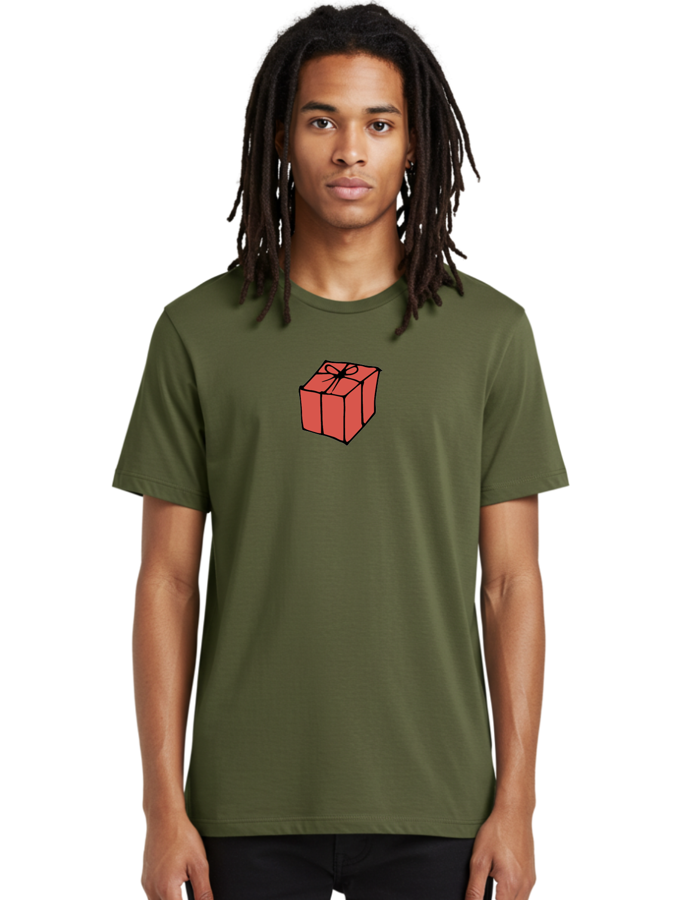 Red-Gift-Box Men'S Graphic Tee, 100% Cotton, Comfortable Casual Summer Wear, Machine Washable, Red Gift Box, Ribbon, Present, Wrapped Gift, Black Outline, Birthday Gift, Christmas Present, Festive Wrapping, Gift Idea Aab082 18