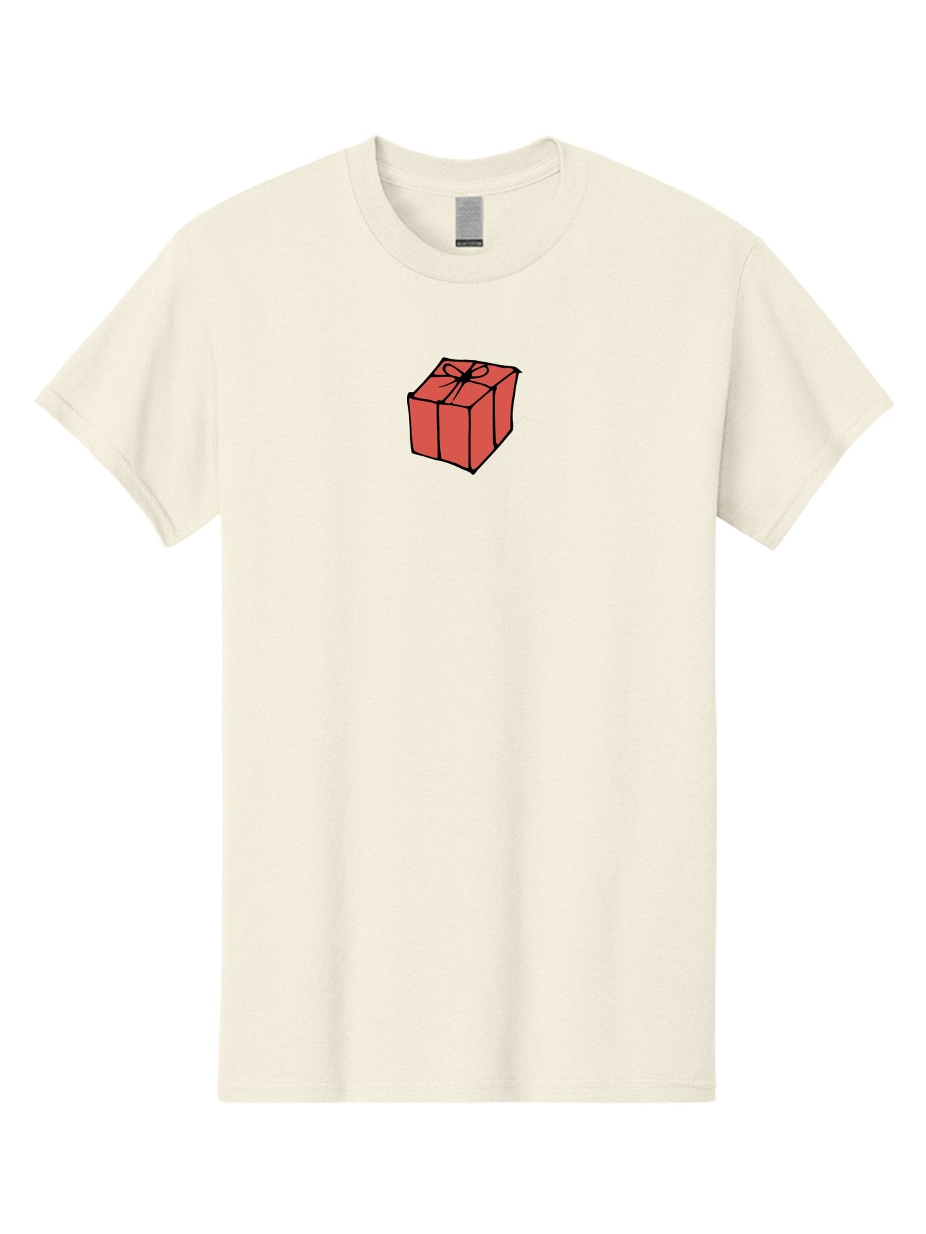 Red-Gift-Box Men'S Graphic Tee, 100% Cotton, Comfortable Casual Summer Wear, Machine Washable, Red Gift Box, Ribbon, Present, Wrapped Gift, Black Outline, Birthday Gift, Christmas Present, Festive Wrapping, Gift Idea Aab082