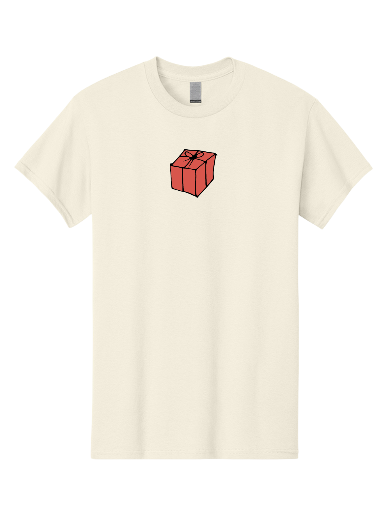 Red-Gift-Box Men'S Graphic Tee, 100% Cotton, Comfortable Casual Summer Wear, Machine Washable, Red Gift Box, Ribbon, Present, Wrapped Gift, Black Outline, Birthday Gift, Christmas Present, Festive Wrapping, Gift Idea Aab082 19