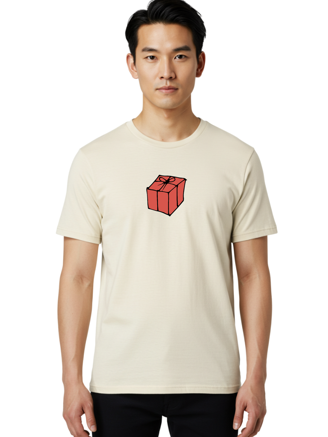 Red-Gift-Box Men'S Graphic Tee, 100% Cotton, Comfortable Casual Summer Wear, Machine Washable, Red Gift Box, Ribbon, Present, Wrapped Gift, Black Outline, Birthday Gift, Christmas Present, Festive Wrapping, Gift Idea Aab082 20