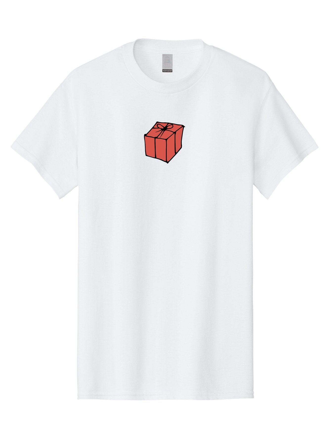 Red-Gift-Box Men'S Graphic Tee, 100% Cotton, Comfortable Casual Summer Wear, Machine Washable, Red Gift Box, Ribbon, Present, Wrapped Gift, Black Outline, Birthday Gift, Christmas Present, Festive Wrapping, Gift Idea Aab082 4