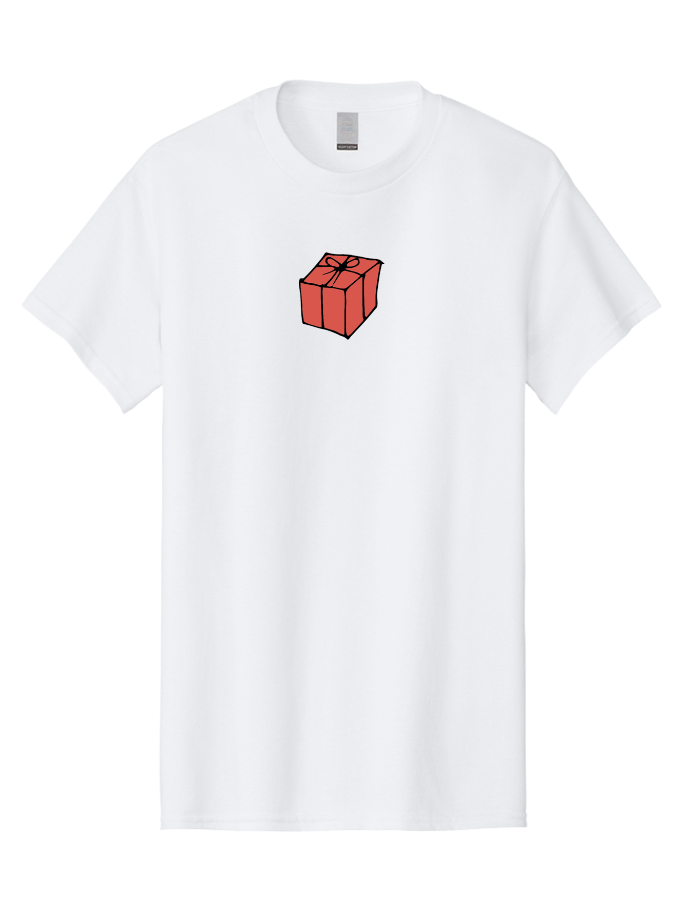 Red-Gift-Box Men'S Graphic Tee, 100% Cotton, Comfortable Casual Summer Wear, Machine Washable, Red Gift Box, Ribbon, Present, Wrapped Gift, Black Outline, Birthday Gift, Christmas Present, Festive Wrapping, Gift Idea Aab082 23