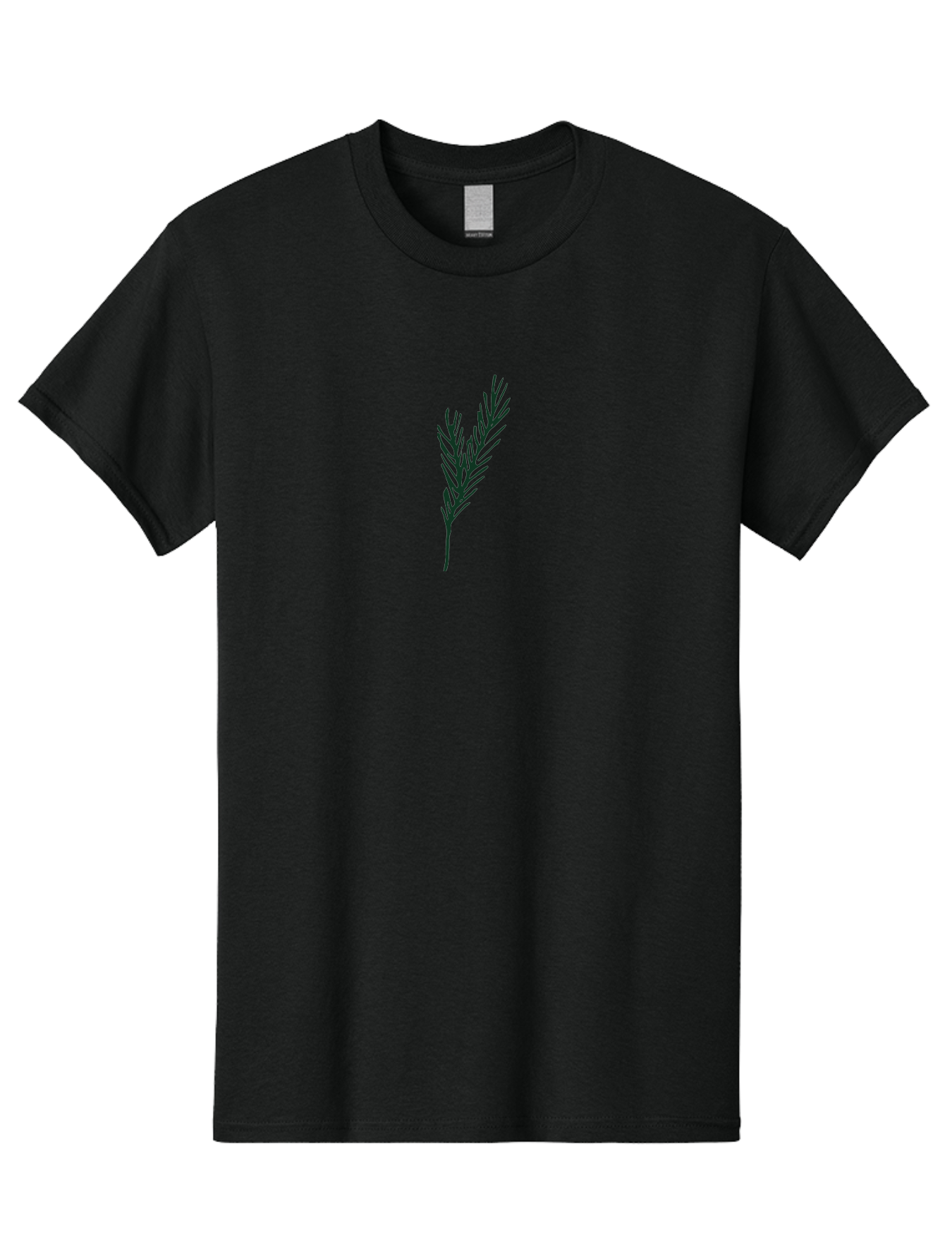 Rosemary-Herb Men'S Graphic Tee, 100% Cotton, Comfortable Casual Summer Wear, Machine Washable, Simple Branch, Minimalist Design, Plant Silhouette, Black Graphics, Leafy Outline, Abstract Foliage, Nature Icon Aab086