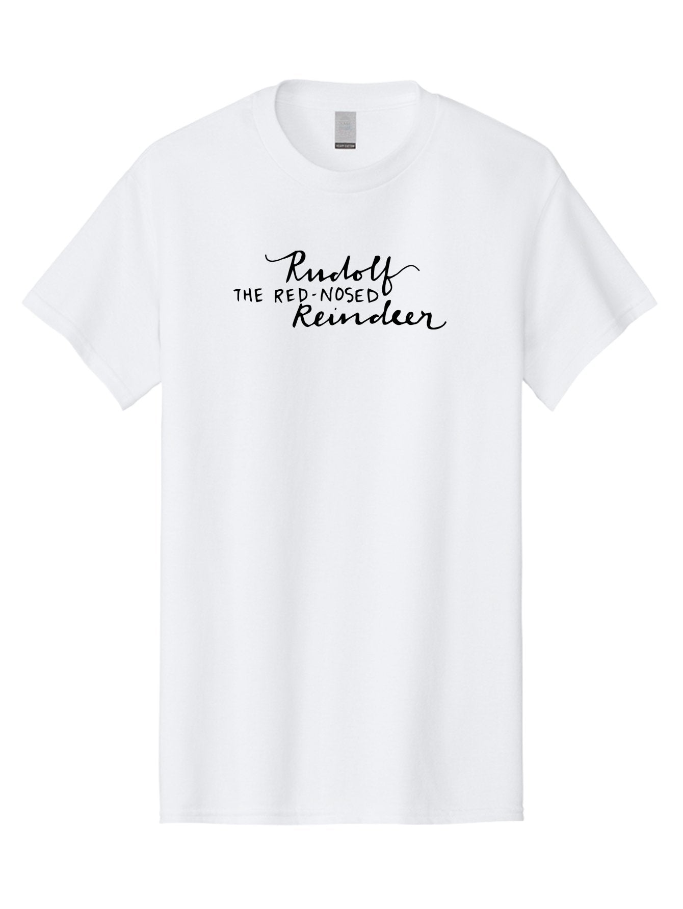 Rudolf-The-Red-Nosed-Reindeer Men'S Graphic Tee, 100% Cotton, Comfortable Casual Summer Wear, Machine Washable, Rudolf The Red-Nosed Reindeer, Christmas Classic, Holiday Cheer, Festive Font, Black Typography, Christmas Character Aab089 15