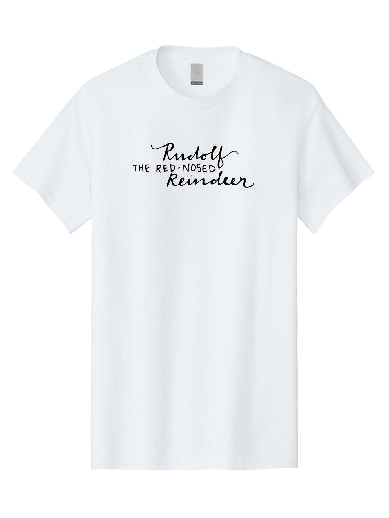Rudolf-The-Red-Nosed-Reindeer Men'S Graphic Tee, 100% Cotton, Comfortable Casual Summer Wear, Machine Washable, Rudolf The Red-Nosed Reindeer, Christmas Classic, Holiday Cheer, Festive Font, Black Typography, Christmas Character Aab089