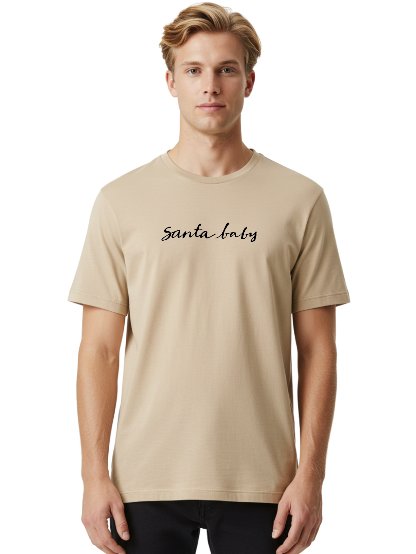 Santa-Baby-1 Men'S Graphic Tee, 100% Cotton, Comfortable Casual Summer Wear, Machine Washable, Santa Baby, Christmas Theme, Holiday Graphics, Festive Design, Winter Season, Cursive Text, Black Font, Christmas Gifts Aab091 10