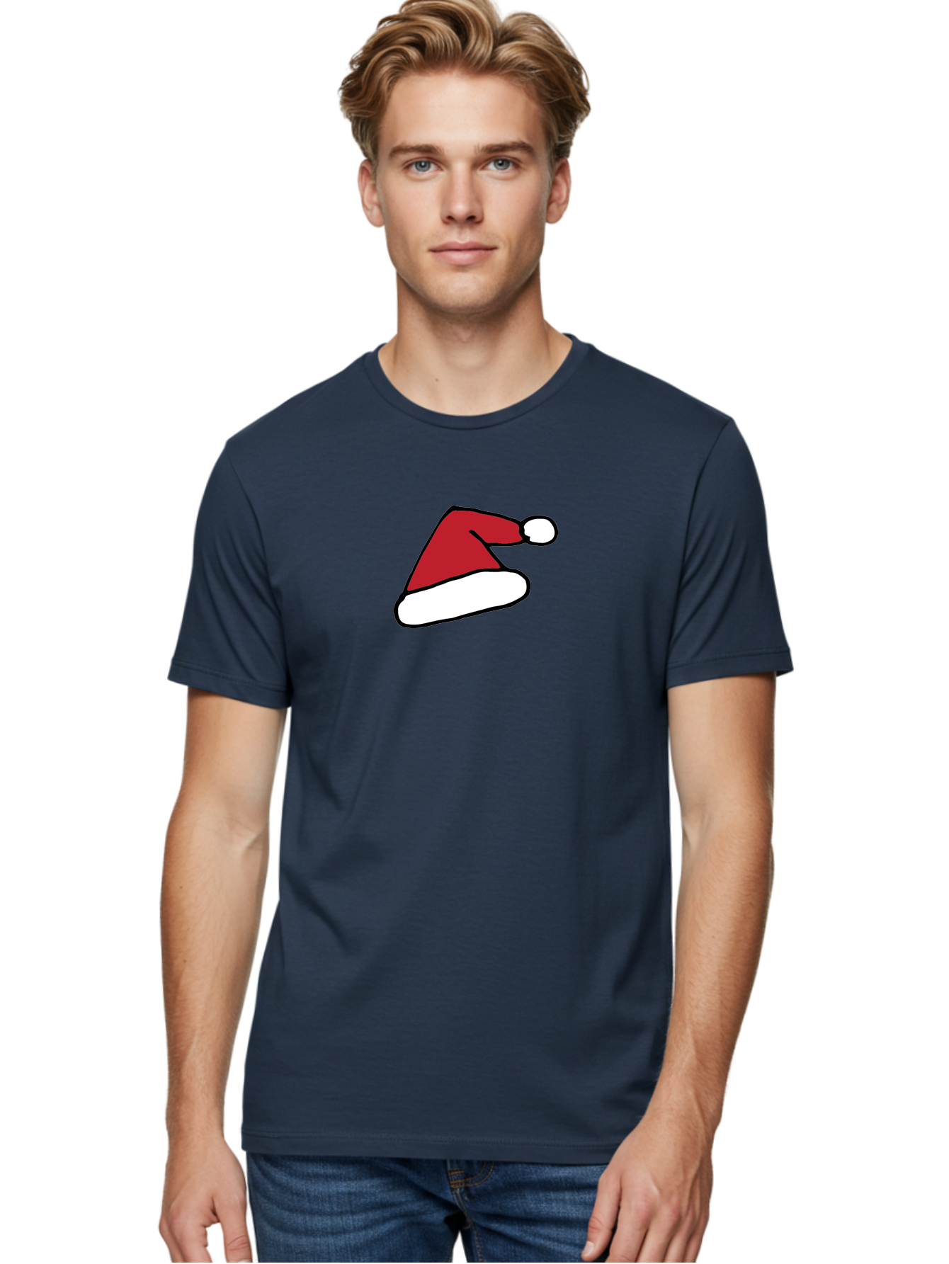 Santa-Hat-1 Men'S Graphic Tee, 100% Cotton, Comfortable Casual Summer Wear, Machine Washable, Christmas Hat, Red And White Hat, Festive Headwear, Holiday Accessory, Cartoon Style, Winter Wear, Santa Claus Hat Aab094 30