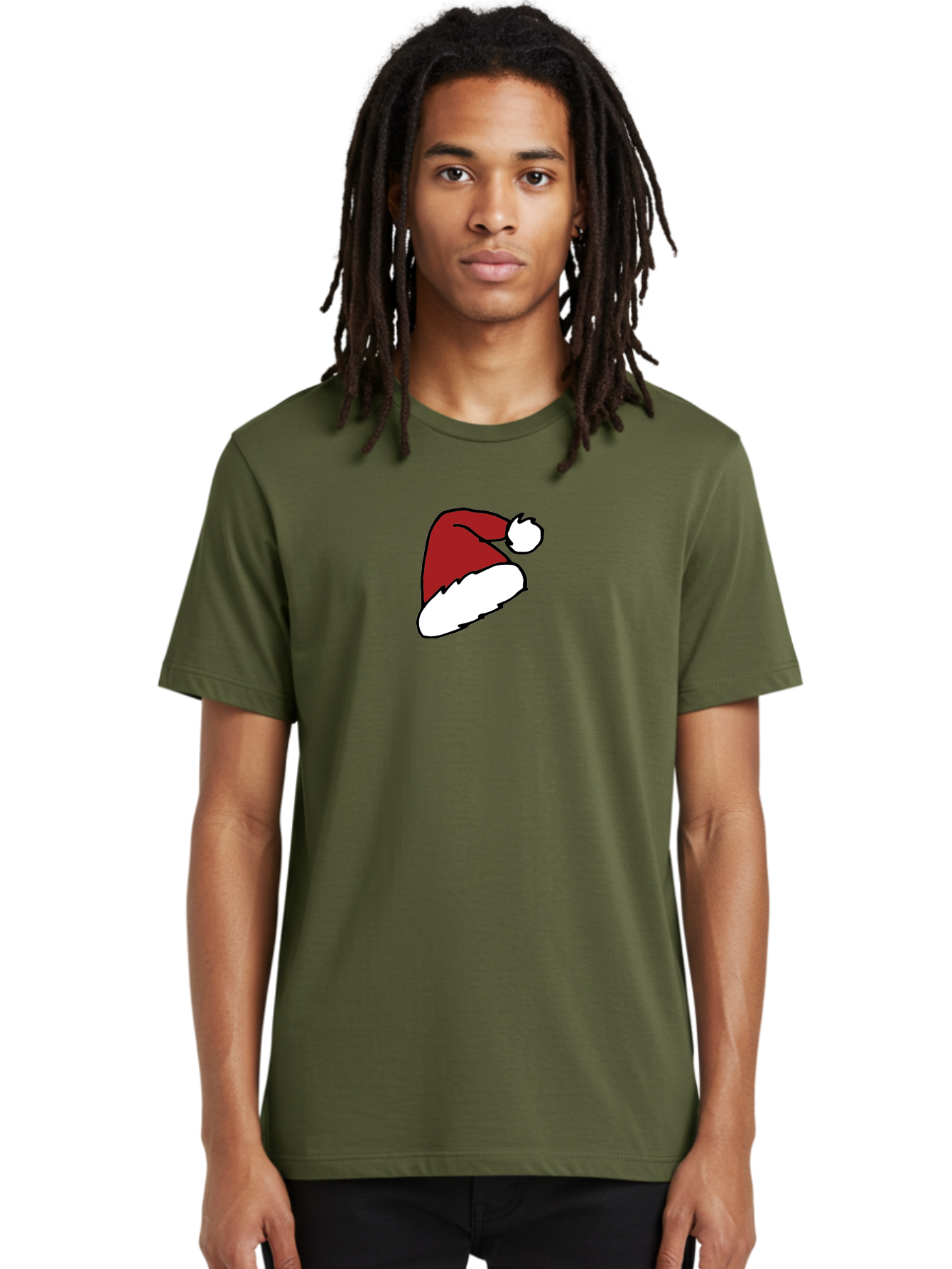 Santa-Hat Men'S Graphic Tee, 100% Cotton, Comfortable Casual Summer Wear, Machine Washable, Red And White Santa Hat, Christmas Accessory, Festive Headwear, Holiday Symbol, Cartoon Illustration, Winter Wear, Seasonal Decoration Aab095 10