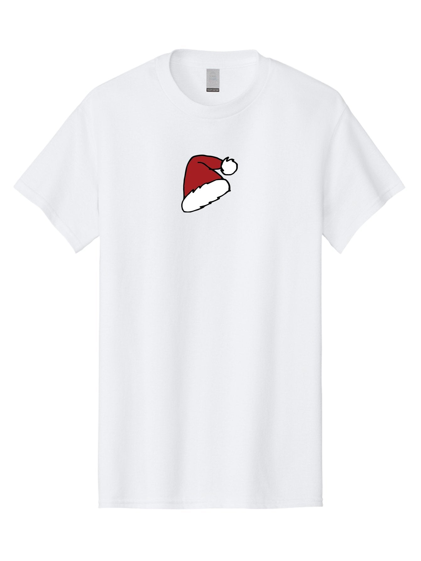 Santa-Hat Men'S Graphic Tee, 100% Cotton, Comfortable Casual Summer Wear, Machine Washable, Red And White Santa Hat, Christmas Accessory, Festive Headwear, Holiday Symbol, Cartoon Illustration, Winter Wear, Seasonal Decoration Aab095 10
