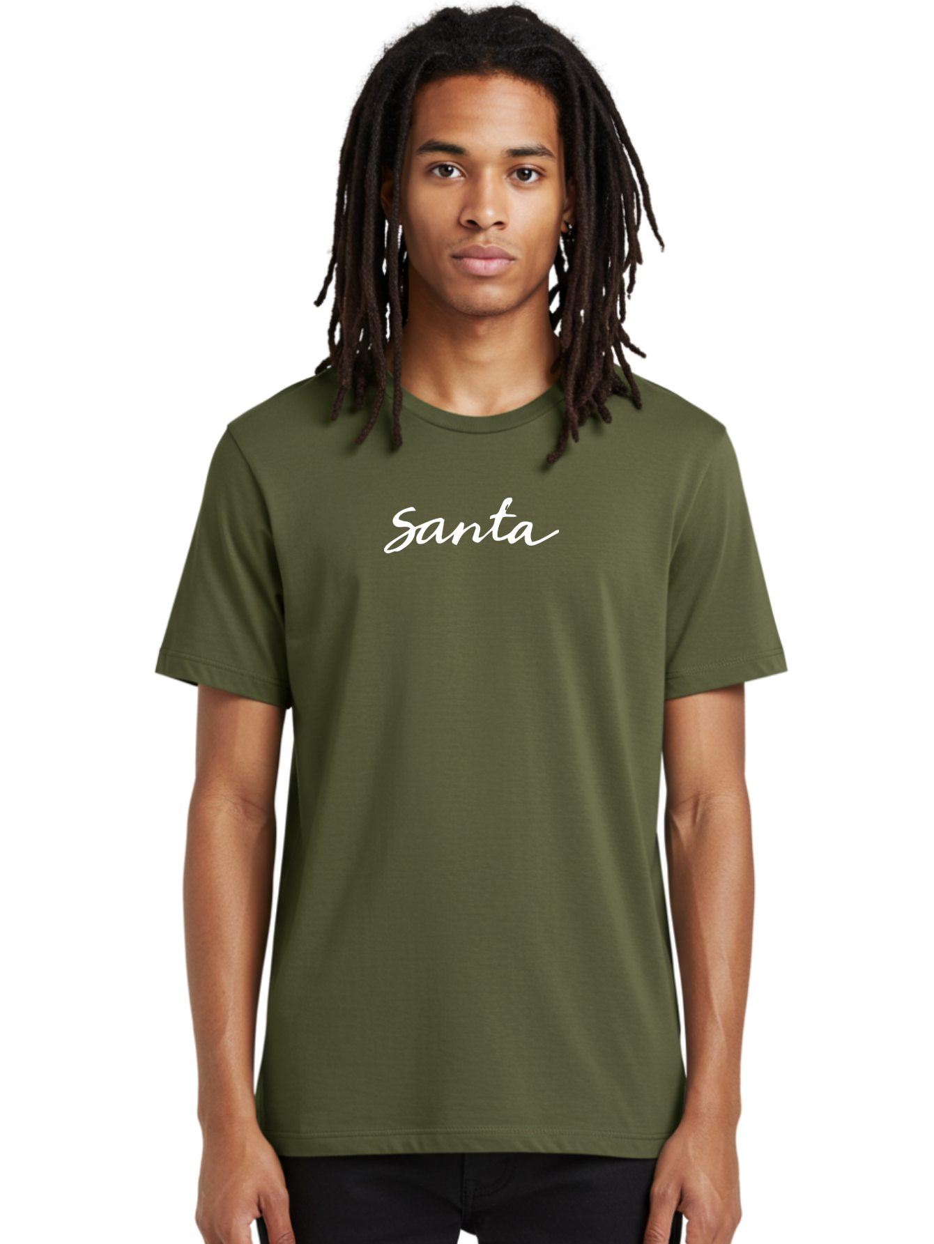 Santa Men'S Graphic Tee, 100% Cotton, Comfortable Casual Summer Wear, Machine Washable, Santa Claus, Christmas Theme, Holiday Season, Festive Typography, White Cursive Text, Winter Wonderland, Jolly Old Saint Nick Aab098 20