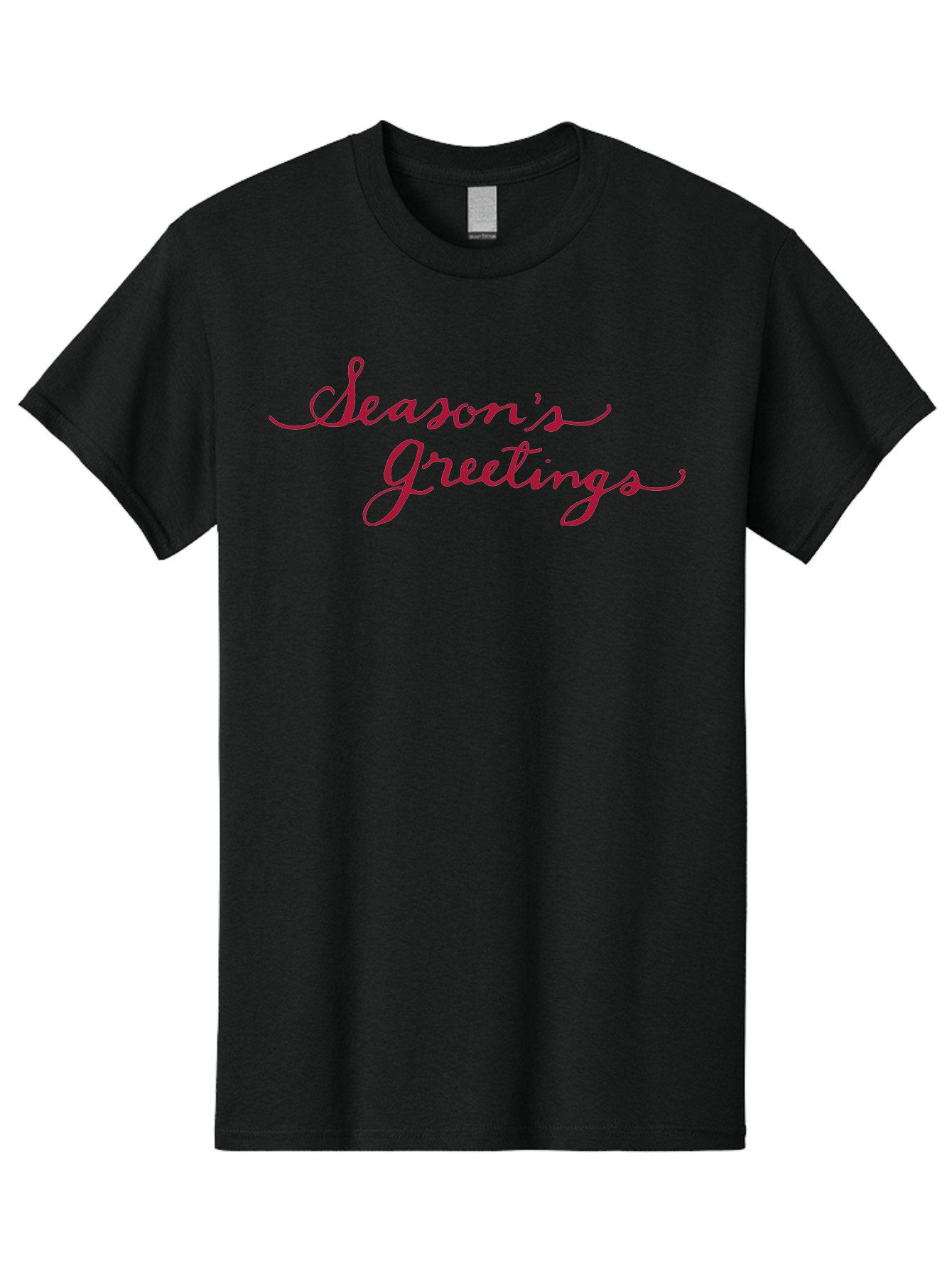 Season-S-Greetings-1 Men'S Graphic Tee, 100% Cotton, Comfortable Casual Summer Wear, Machine Washable, Season'S Greetings, Holiday Message, Festive Greeting, Cursive Text, Christmas Wishes, Holiday Season, Red And Green Color Scheme Aab099