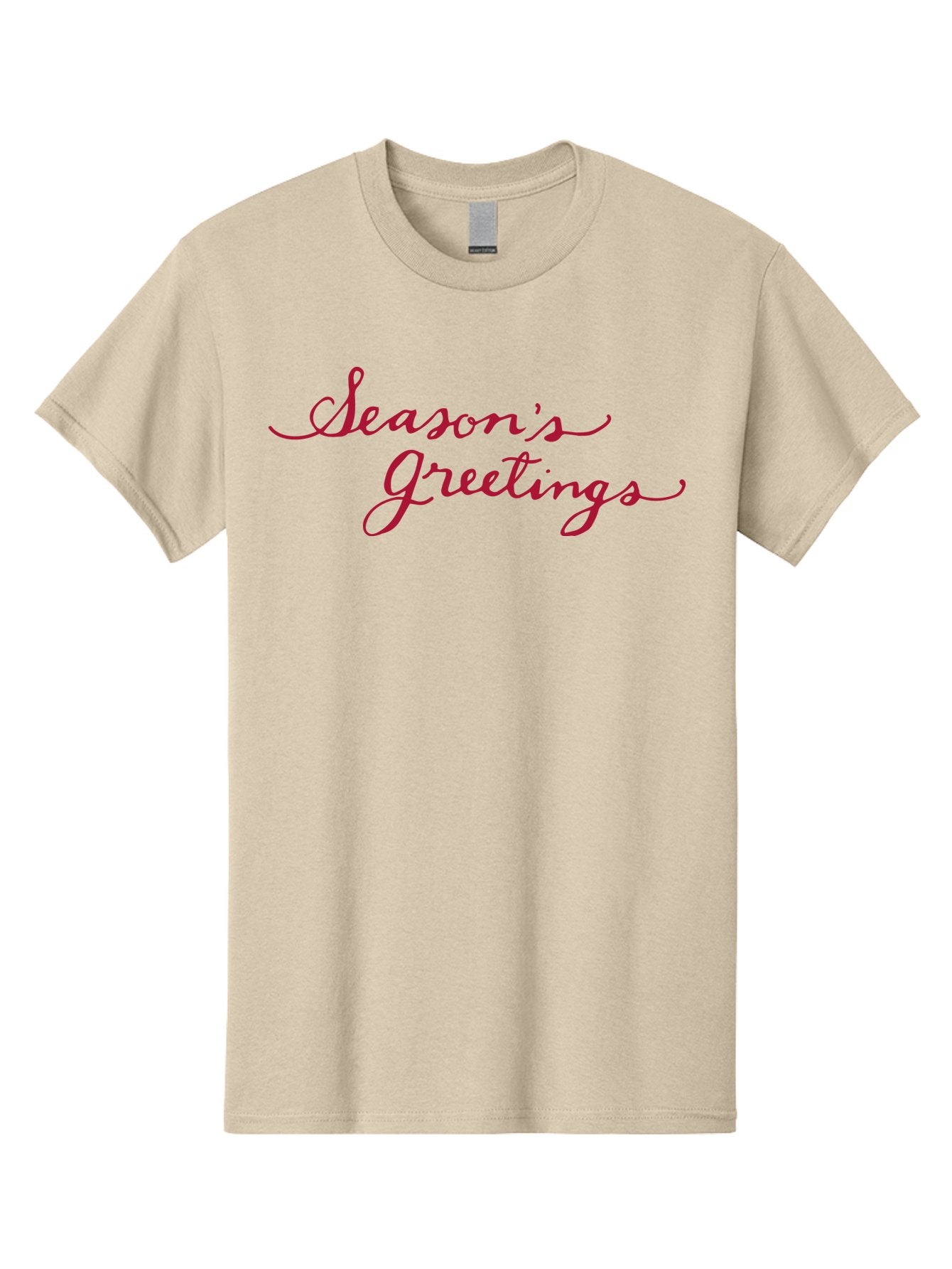 Season-S-Greetings-1 Men'S Graphic Tee, 100% Cotton, Comfortable Casual Summer Wear, Machine Washable, Season'S Greetings, Holiday Message, Festive Greeting, Cursive Text, Christmas Wishes, Holiday Season, Red And Green Color Scheme Aab099