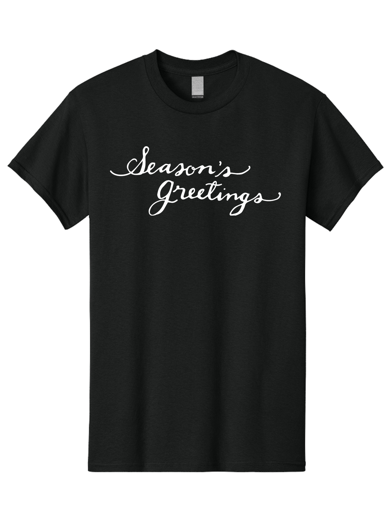 Season-S-Greetings Men'S Graphic Tee, 100% Cotton, Comfortable Casual Summer Wear, Machine Washable, Season'S Greetings, Holiday Message, Festive Greeting, Christmas Wishes, White Cursive Text, Elegant Script, Winter Season Aab100 25