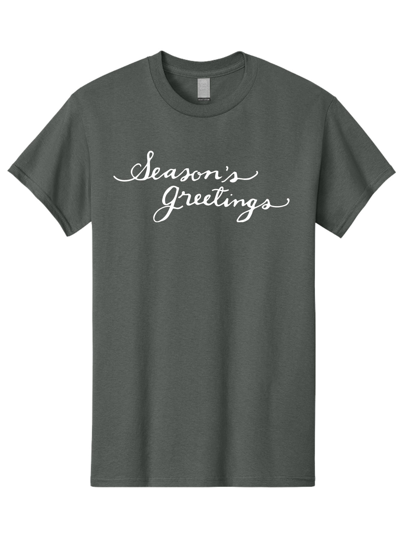 Season-S-Greetings Men'S Graphic Tee, 100% Cotton, Comfortable Casual Summer Wear, Machine Washable, Season'S Greetings, Holiday Message, Festive Greeting, Christmas Wishes, White Cursive Text, Elegant Script, Winter Season Aab100 13