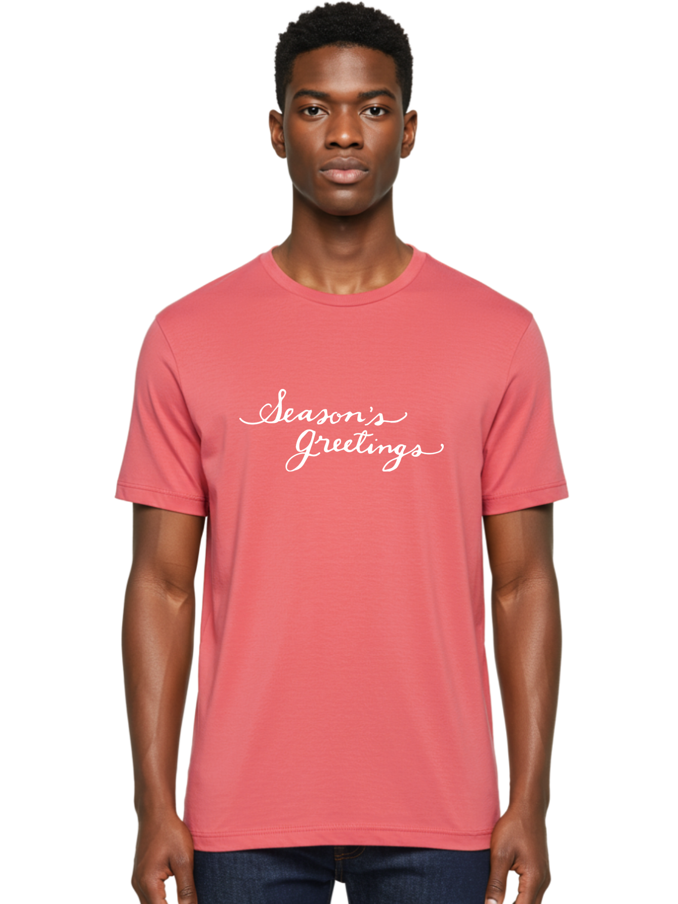 Season-S-Greetings Men'S Graphic Tee, 100% Cotton, Comfortable Casual Summer Wear, Machine Washable, Season'S Greetings, Holiday Message, Festive Greeting, Christmas Wishes, White Cursive Text, Elegant Script, Winter Season Aab100 24