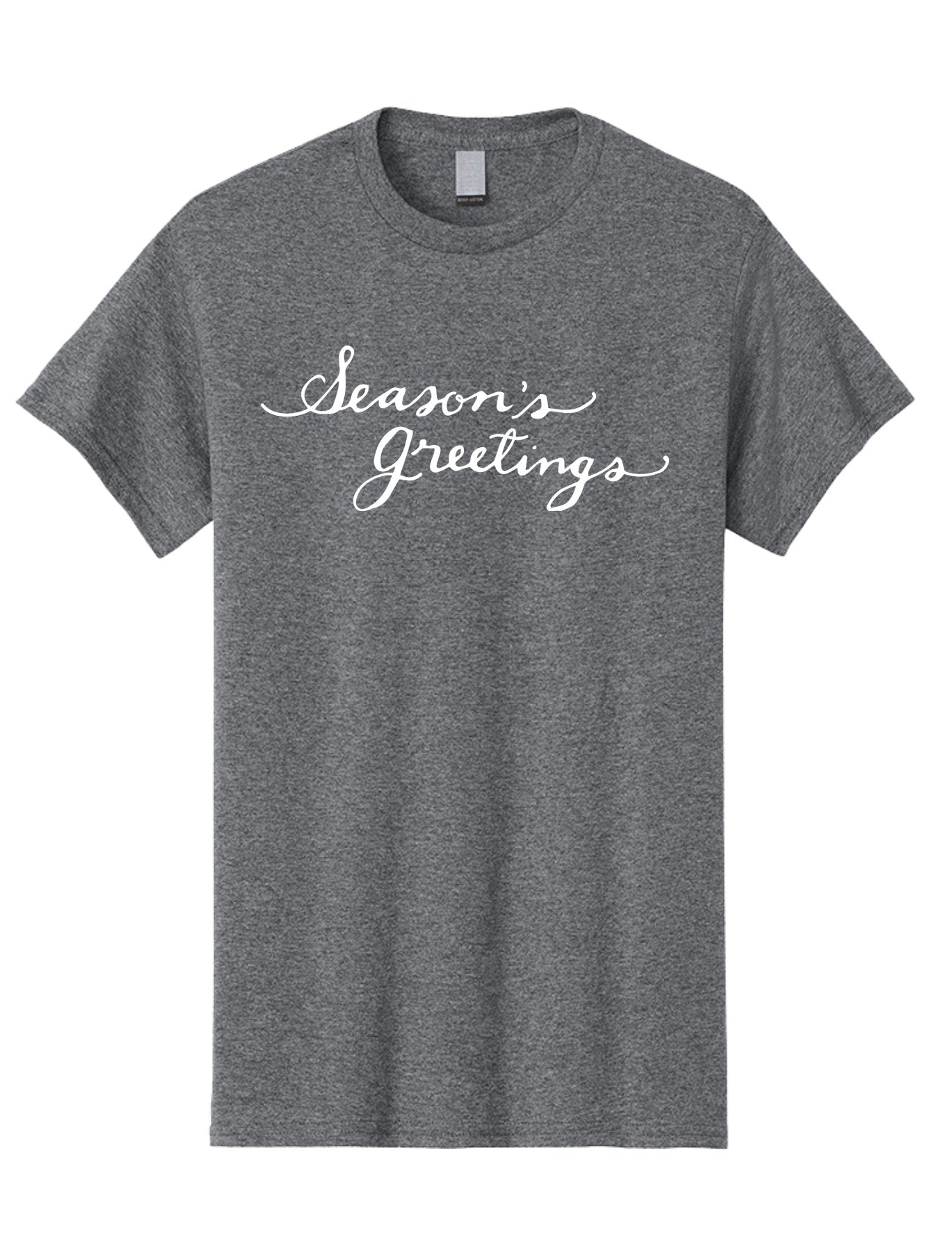 Season-S-Greetings Men'S Graphic Tee, 100% Cotton, Comfortable Casual Summer Wear, Machine Washable, Season'S Greetings, Holiday Message, Festive Greeting, Christmas Wishes, White Cursive Text, Elegant Script, Winter Season Aab100 11