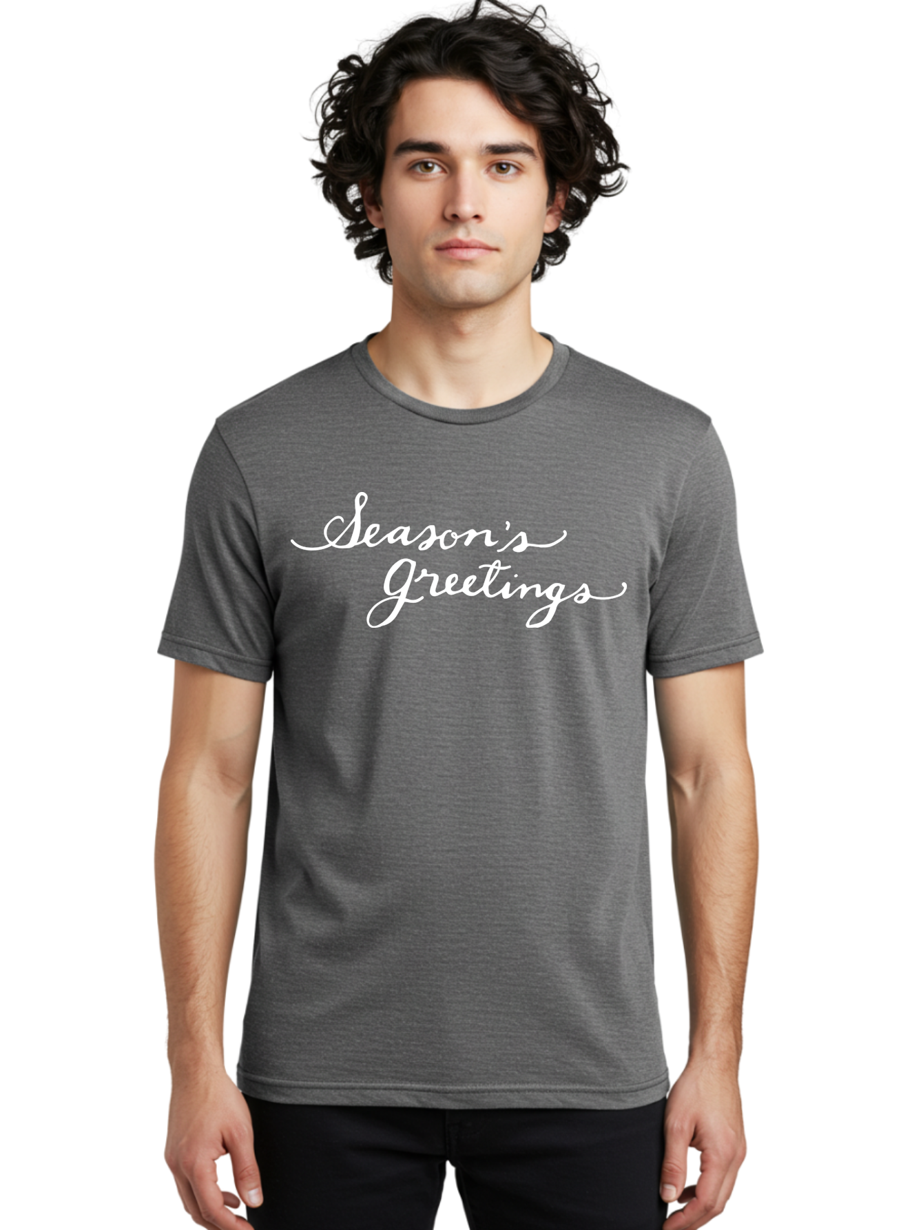 Season-S-Greetings Men'S Graphic Tee, 100% Cotton, Comfortable Casual Summer Wear, Machine Washable, Season'S Greetings, Holiday Message, Festive Greeting, Christmas Wishes, White Cursive Text, Elegant Script, Winter Season Aab100 8