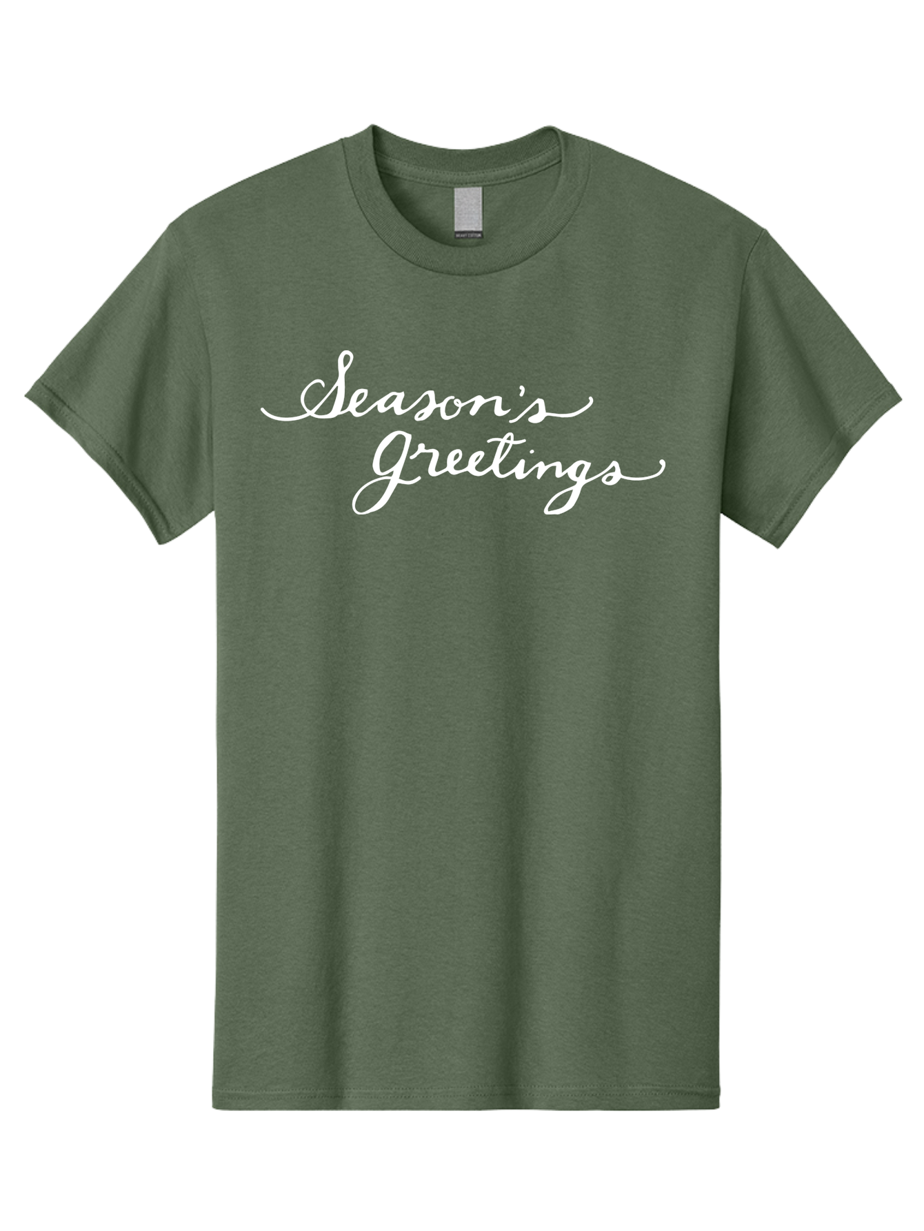 Season-S-Greetings Men'S Graphic Tee, 100% Cotton, Comfortable Casual Summer Wear, Machine Washable, Season'S Greetings, Holiday Message, Festive Greeting, Christmas Wishes, White Cursive Text, Elegant Script, Winter Season Aab100