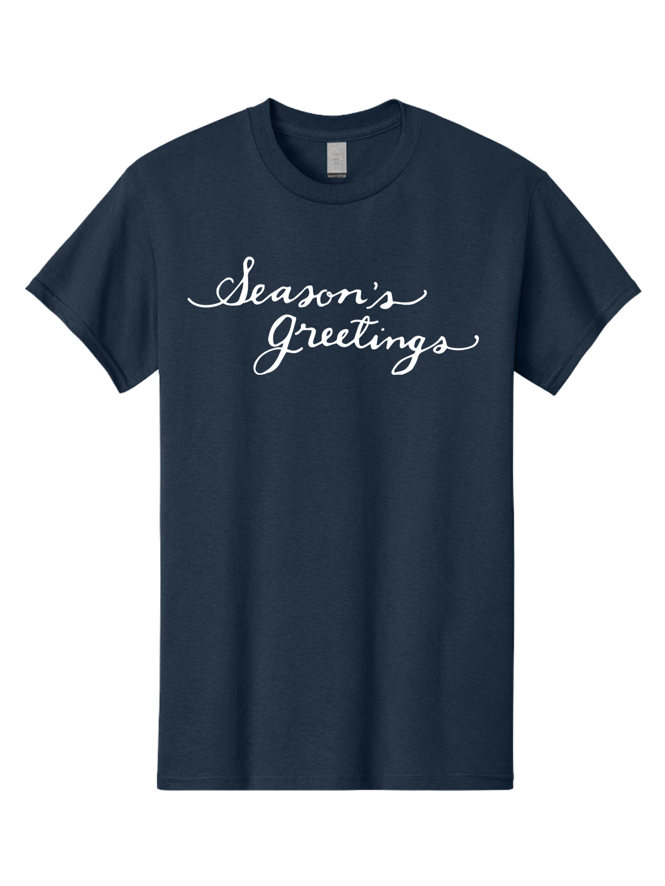 Season-S-Greetings Men'S Graphic Tee, 100% Cotton, Comfortable Casual Summer Wear, Machine Washable, Season'S Greetings, Holiday Message, Festive Greeting, Christmas Wishes, White Cursive Text, Elegant Script, Winter Season Aab100 5