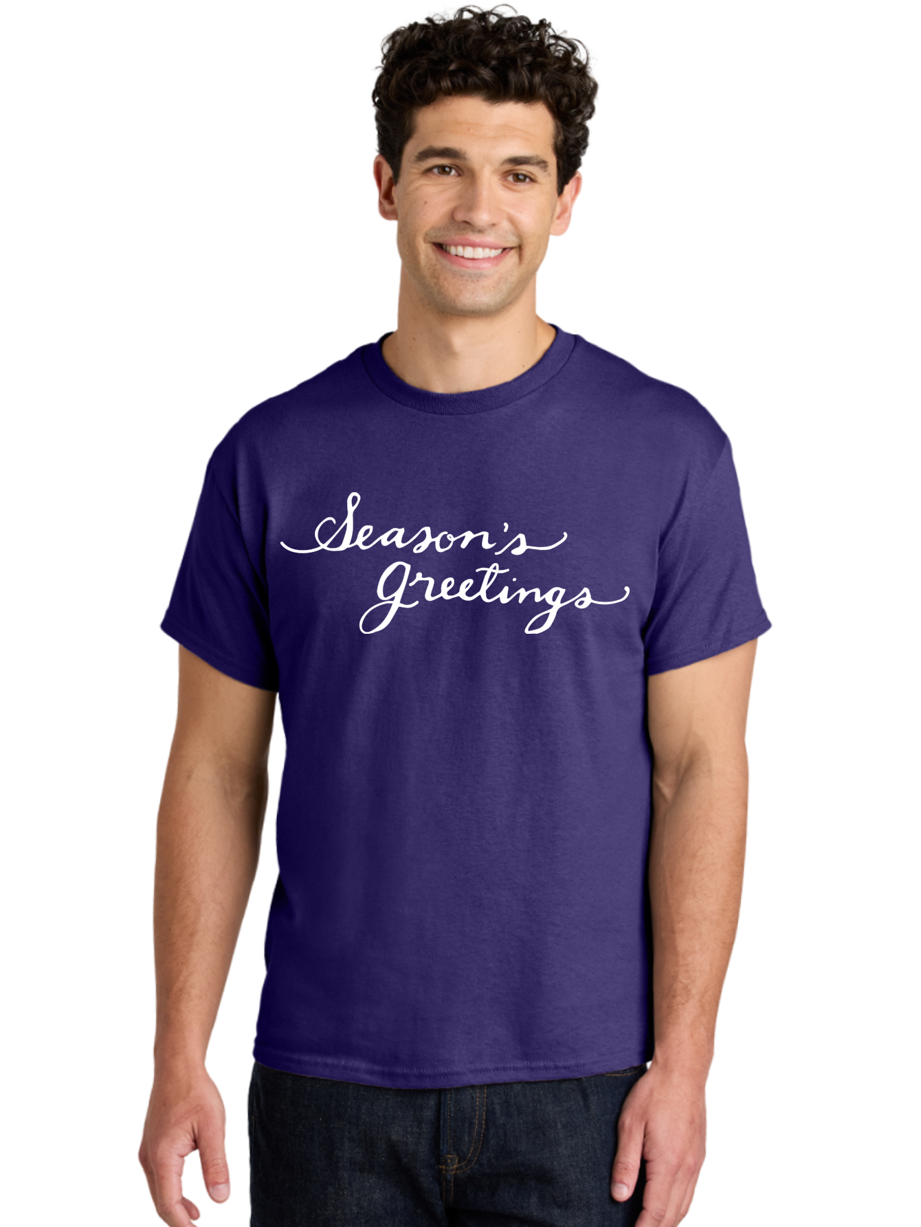 Season-S-Greetings Men'S Graphic Tee, 100% Cotton, Comfortable Casual Summer Wear, Machine Washable, Season'S Greetings, Holiday Message, Festive Greeting, Christmas Wishes, White Cursive Text, Elegant Script, Winter Season Aab100 10