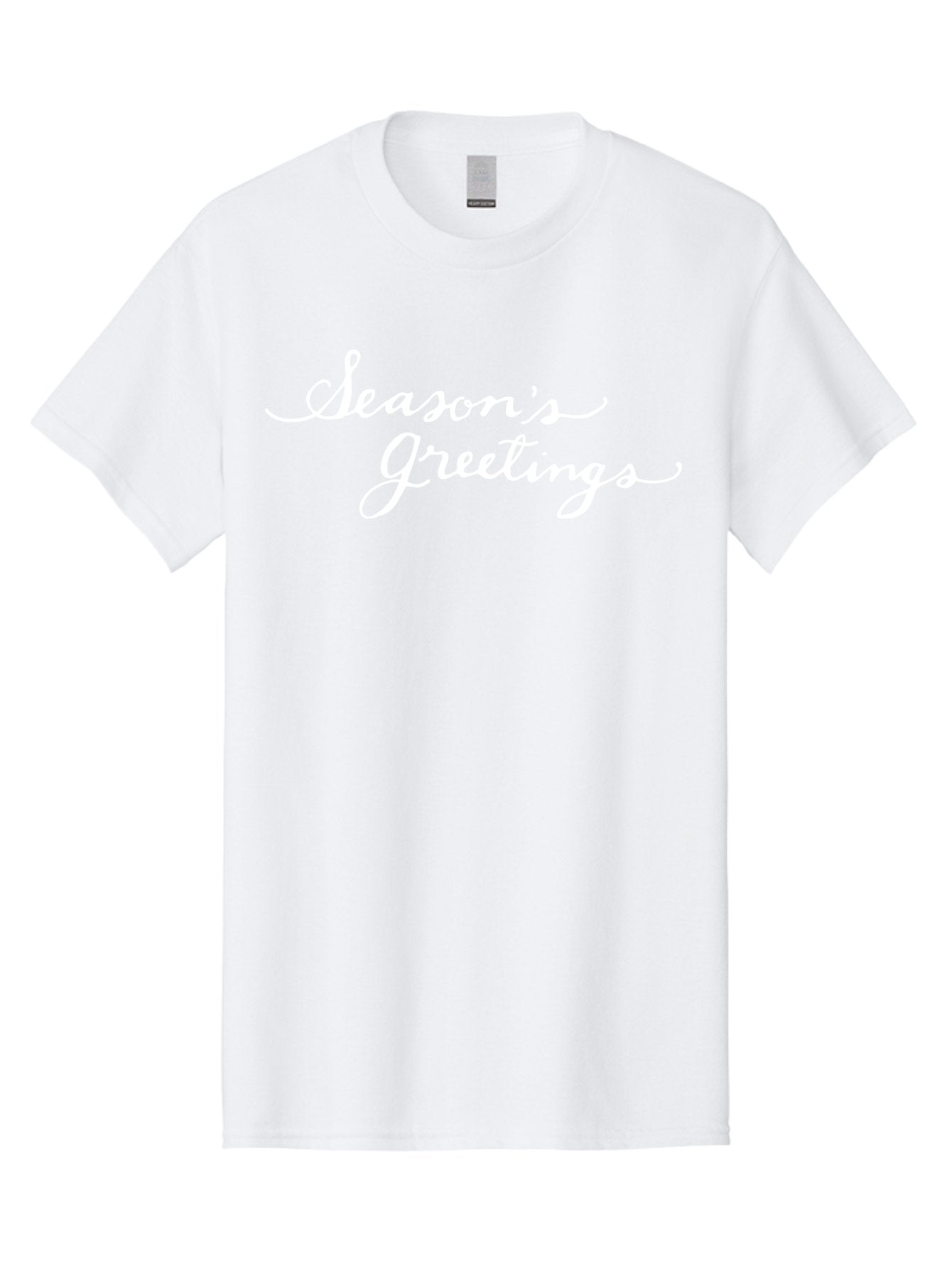 Season-S-Greetings Men'S Graphic Tee, 100% Cotton, Comfortable Casual Summer Wear, Machine Washable, Season'S Greetings, Holiday Message, Festive Greeting, Christmas Wishes, White Cursive Text, Elegant Script, Winter Season Aab100 13
