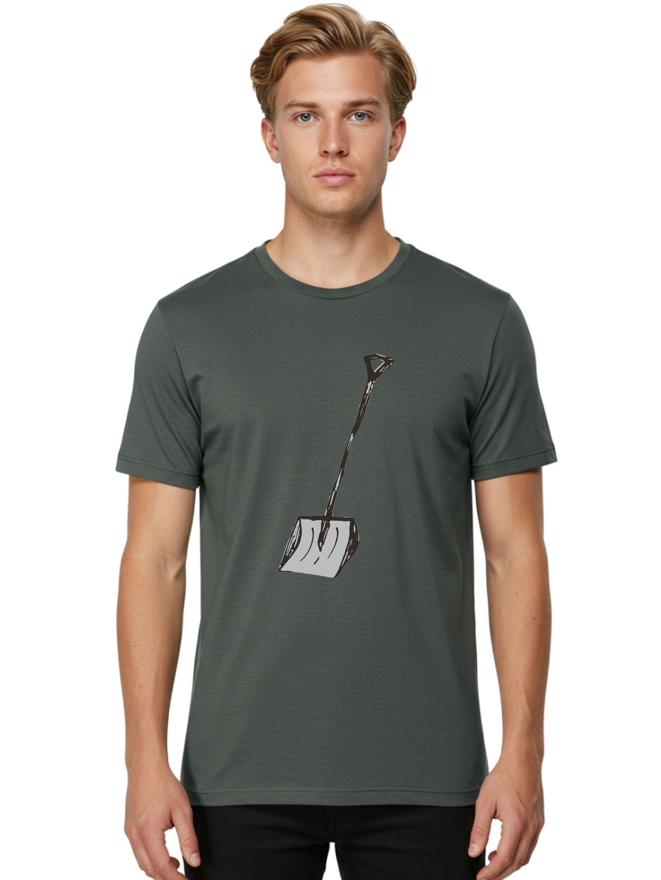 Shovel-1 Men'S Graphic Tee, 100% Cotton, Comfortable Casual Summer Wear, Machine Washable, Handheld Shovel, Gardening Tool, Digging Equipment, Metal Handle, Curved Blade, Rectangular Head, Simple Design, Illustration Style, Black Outline Aab101 4