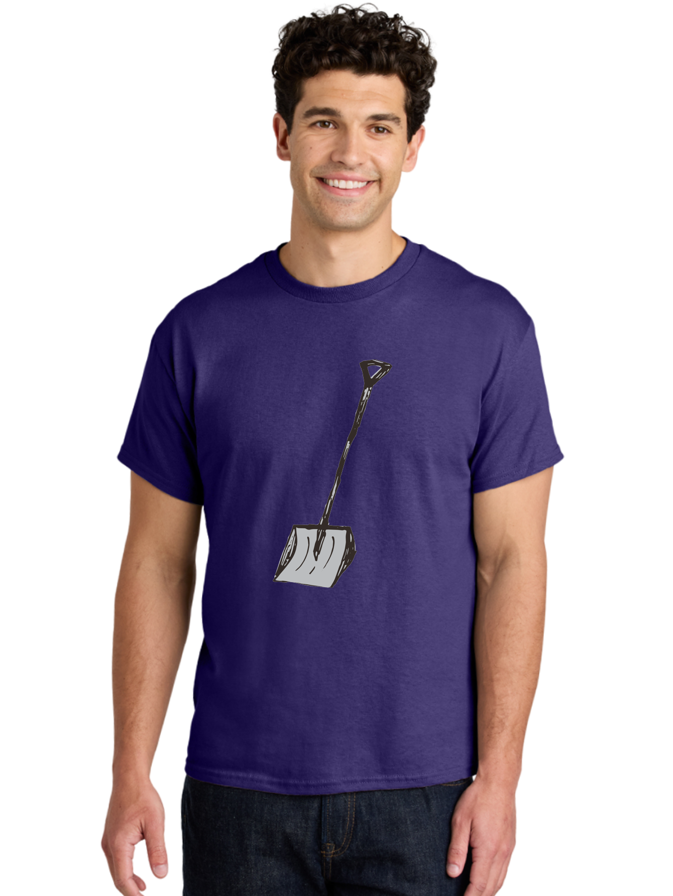 Shovel-1 Men'S Graphic Tee, 100% Cotton, Comfortable Casual Summer Wear, Machine Washable, Handheld Shovel, Gardening Tool, Digging Equipment, Metal Handle, Curved Blade, Rectangular Head, Simple Design, Illustration Style, Black Outline Aab101 22