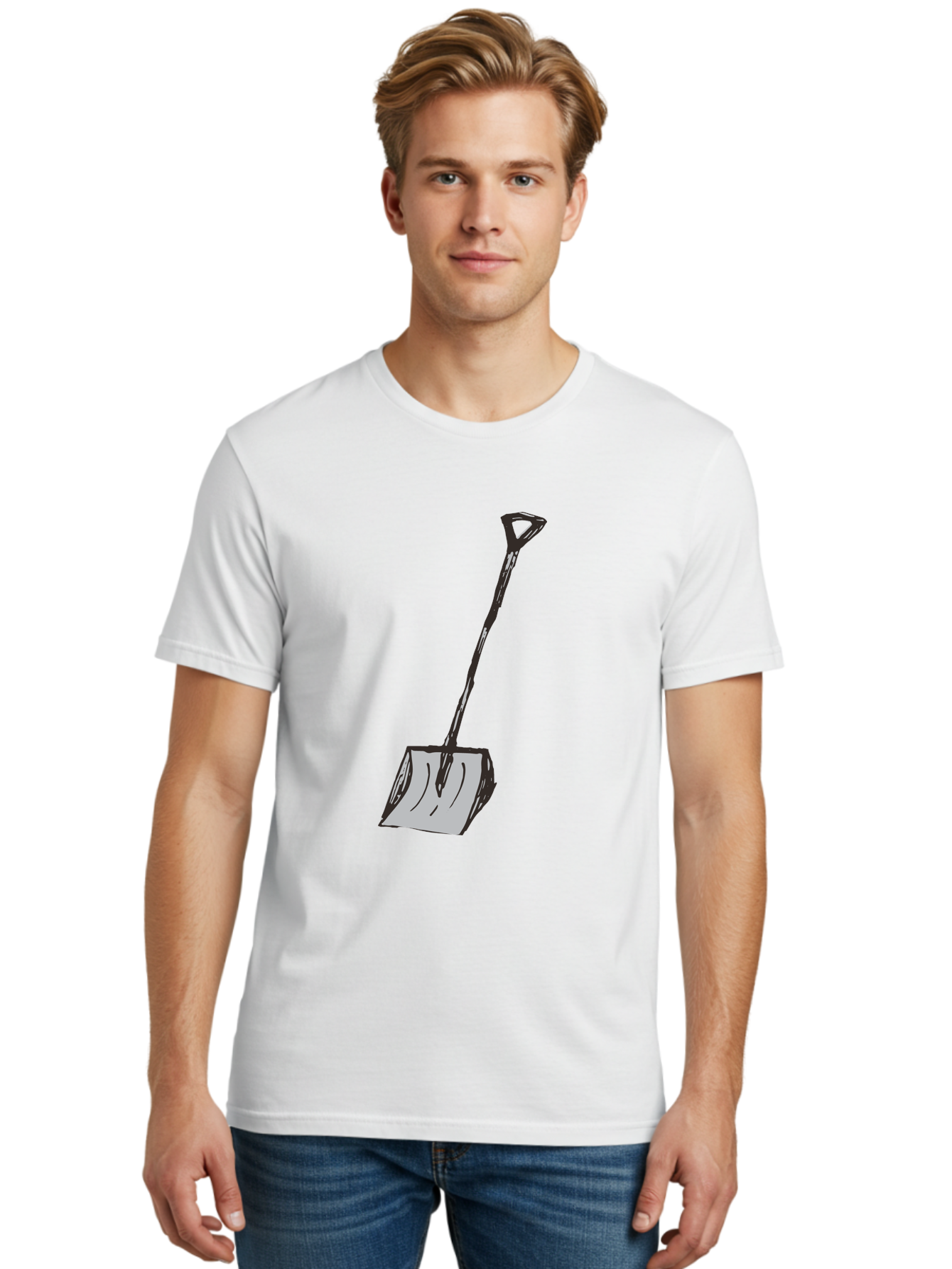 Shovel-1 Men'S Graphic Tee, 100% Cotton, Comfortable Casual Summer Wear, Machine Washable, Handheld Shovel, Gardening Tool, Digging Equipment, Metal Handle, Curved Blade, Rectangular Head, Simple Design, Illustration Style, Black Outline Aab101 30