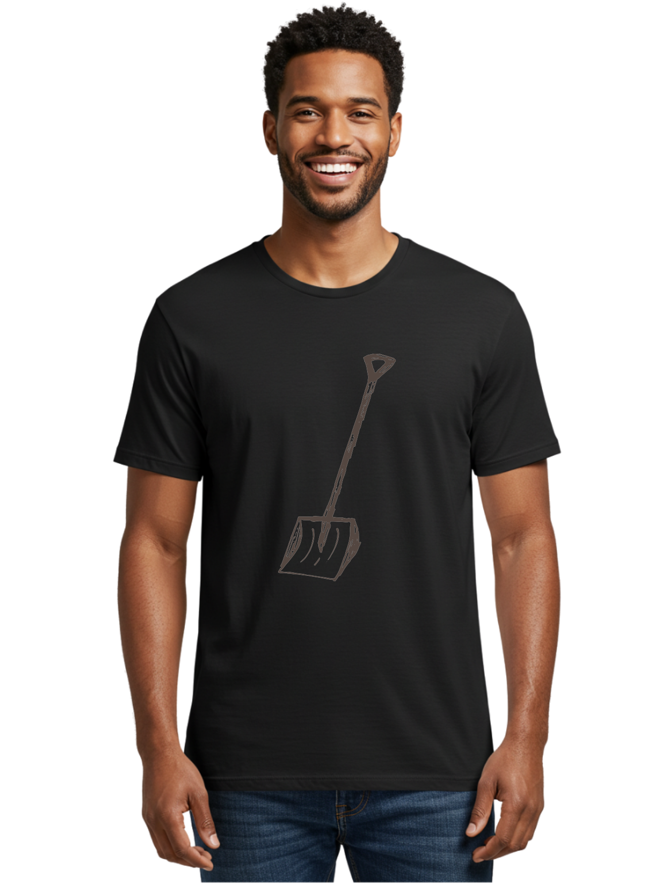 Shovel Men'S Graphic Tee, 100% Cotton, Comfortable Casual Summer Wear, Machine Washable, Hand-Drawn Shovel, Gardening Tool, Yard Work, Digging Equipment, Manual Labor, Simple Illustration, Garden Shovel Aab102