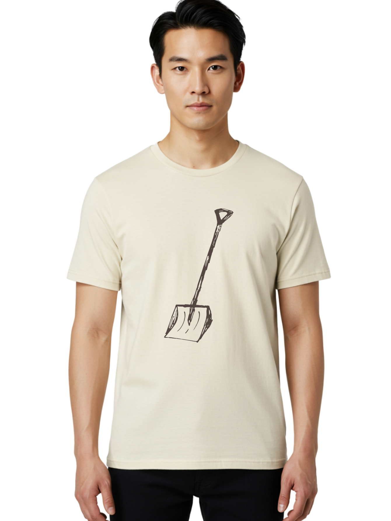 Shovel Men'S Graphic Tee, 100% Cotton, Comfortable Casual Summer Wear, Machine Washable, Hand-Drawn Shovel, Gardening Tool, Yard Work, Digging Equipment, Manual Labor, Simple Illustration, Garden Shovel Aab102 18