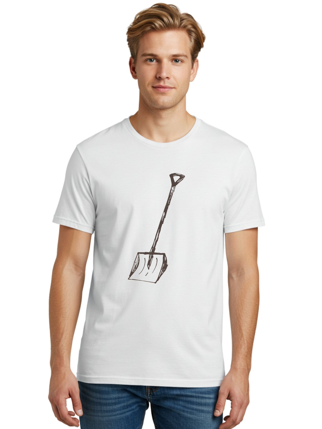 Shovel Men'S Graphic Tee, 100% Cotton, Comfortable Casual Summer Wear, Machine Washable, Hand-Drawn Shovel, Gardening Tool, Yard Work, Digging Equipment, Manual Labor, Simple Illustration, Garden Shovel Aab102 30