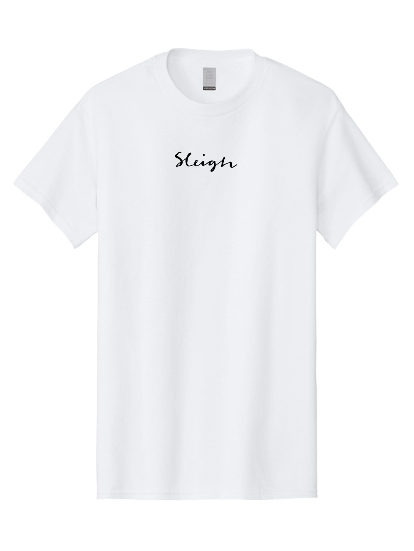Sleigh-2 Men'S Graphic Tee, 100% Cotton, Comfortable Casual Summer Wear, Machine Washable, Sleigh, Cursive Font, Black Text, Christmas, Holiday, Winter Season, Festive Atmosphere, Elegant Script Aab106