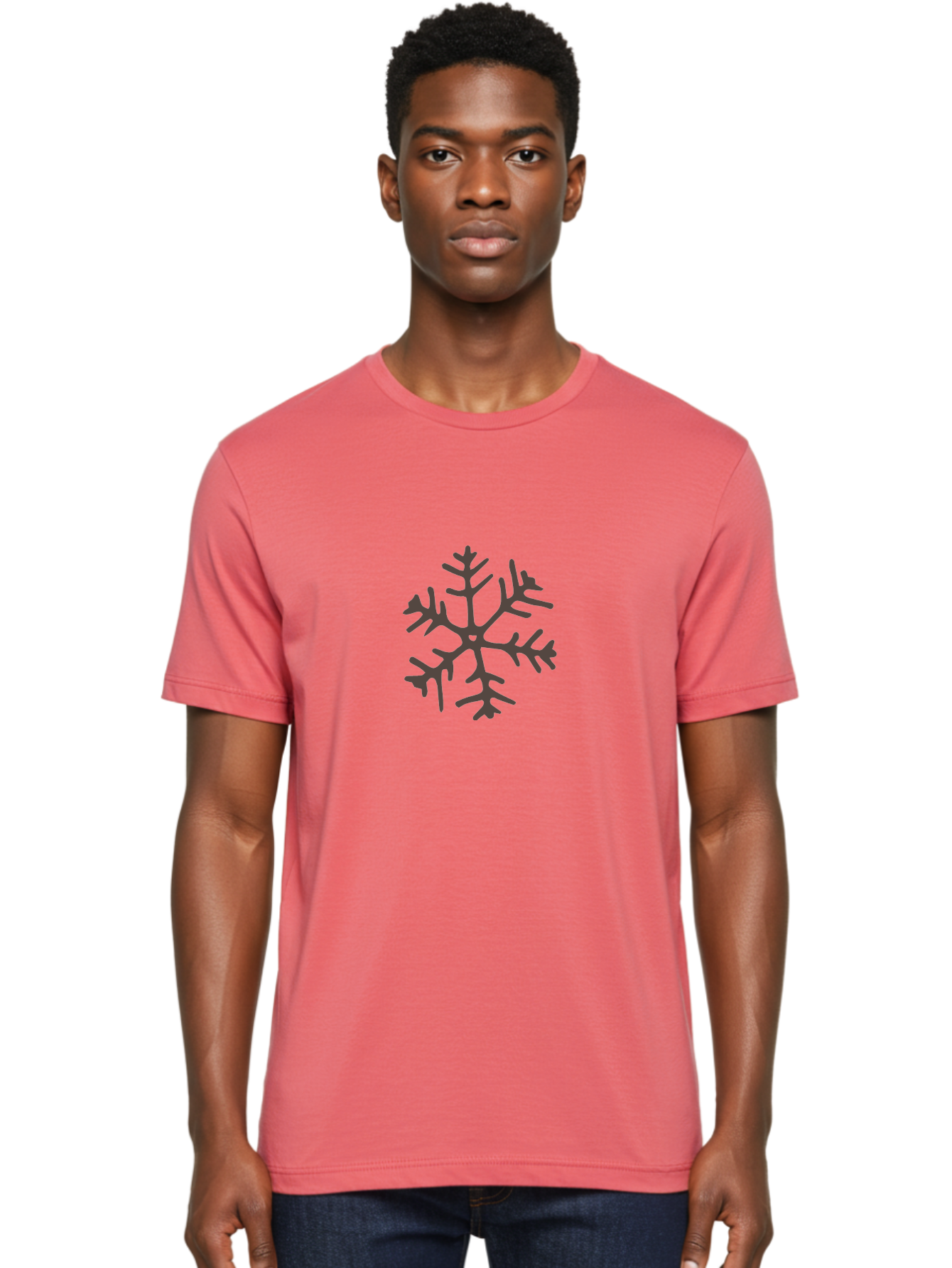Snowflake-4 Men'S Graphic Tee, 100% Cotton, Comfortable Casual Summer Wear, Machine Washable, Snowflake Design, Winter Symbol, Frosty Pattern, Intricate Details, Dark Gray Silhouette, Symmetrical Shape, Festive Element, Seasonal Decoration Aab115 14